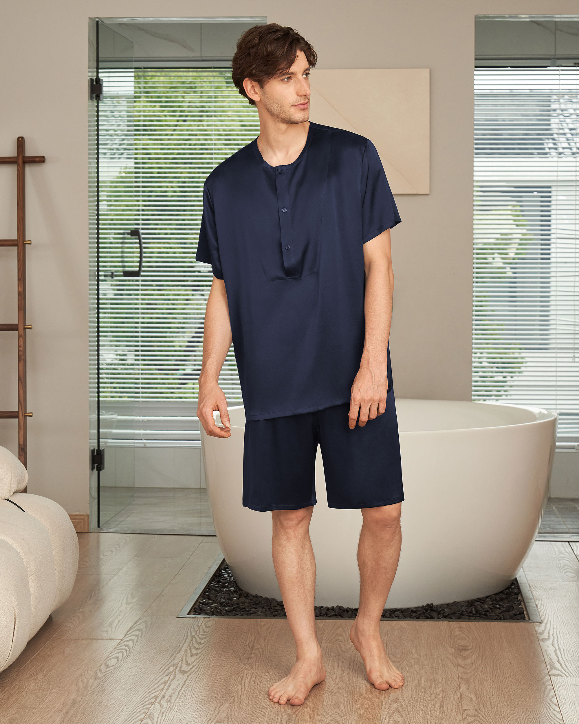 Best Mens Silk Pajamas Short Sleeves Online Shop