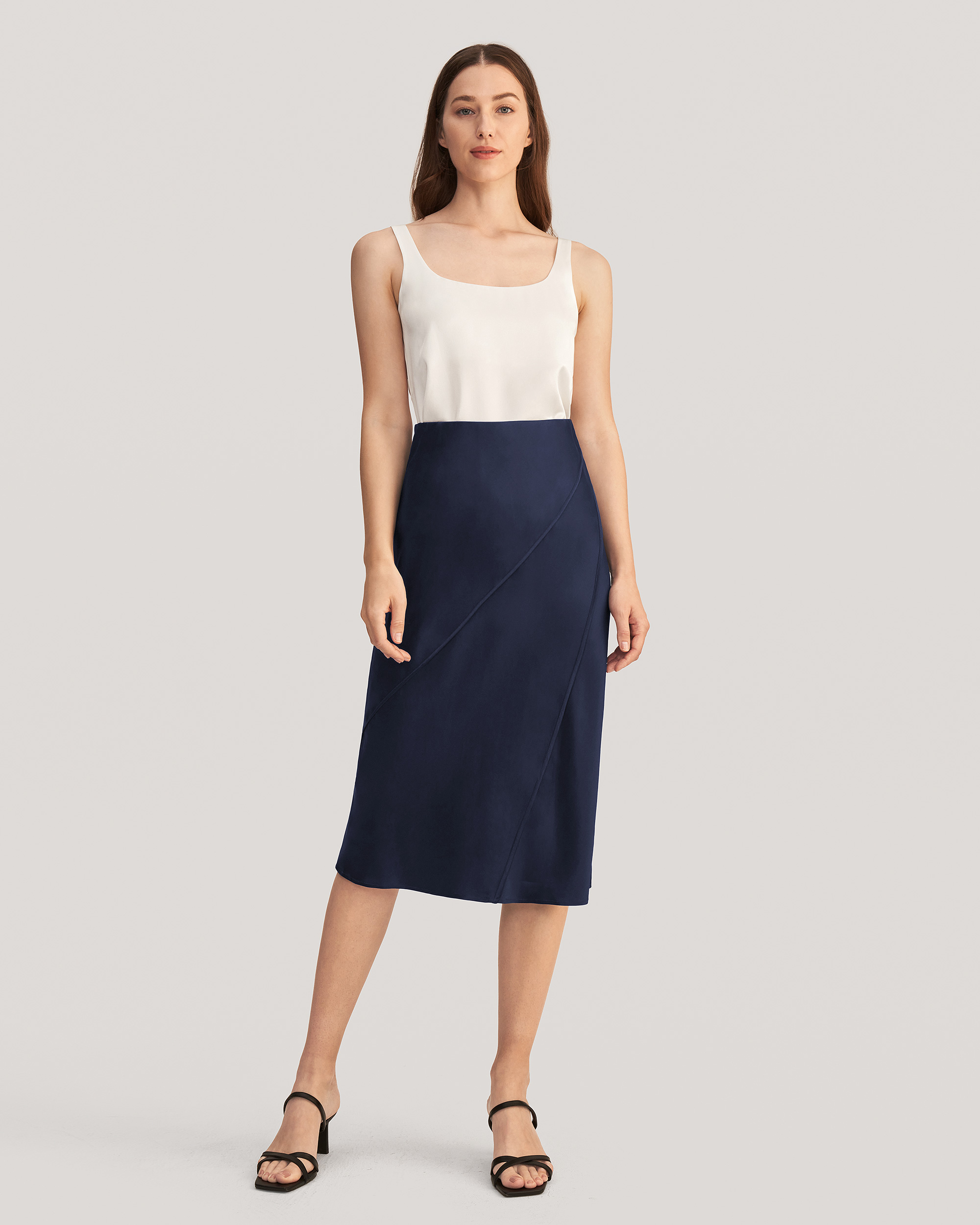 Navy blue midi outlet skirt