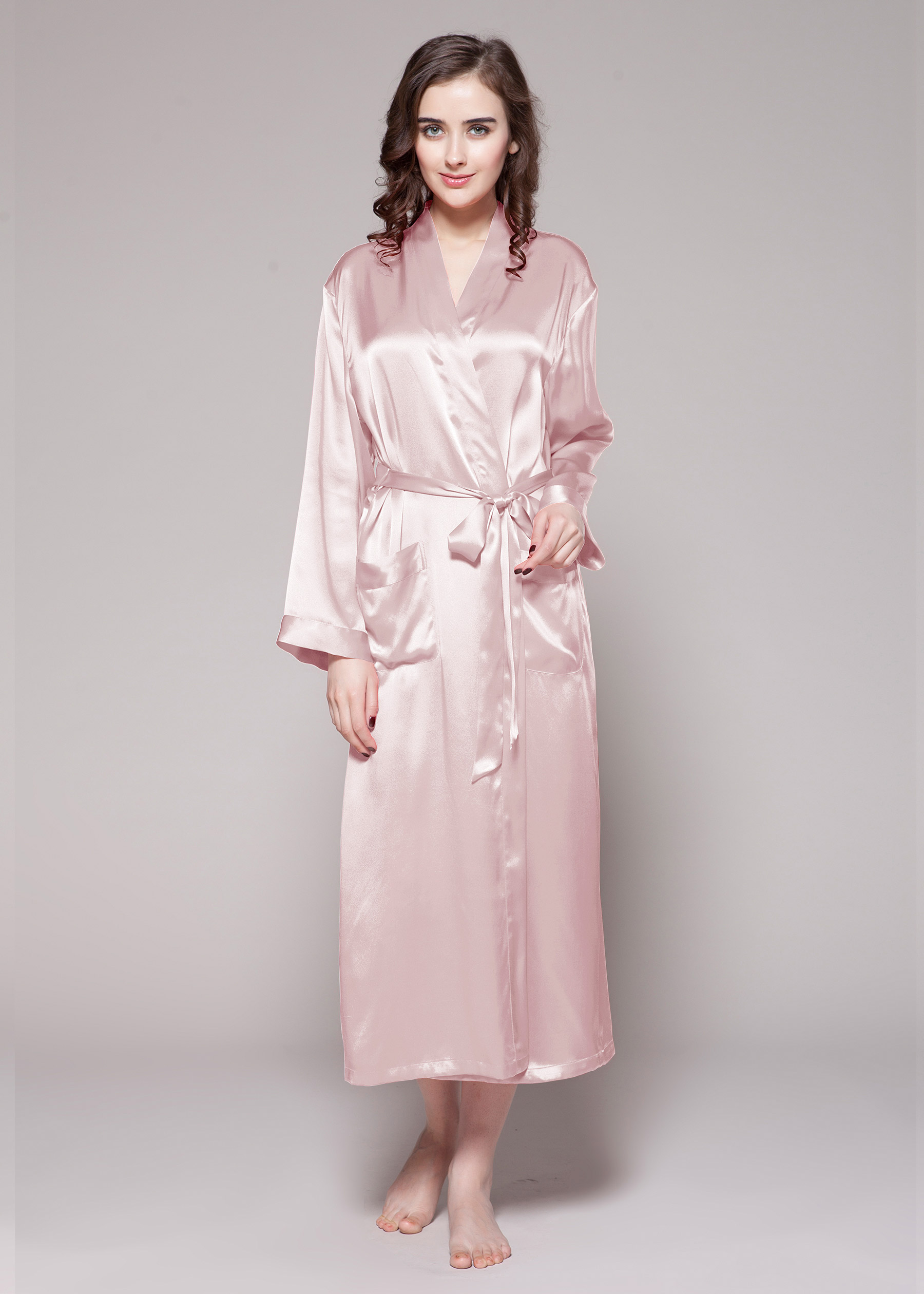 long silk robe dress