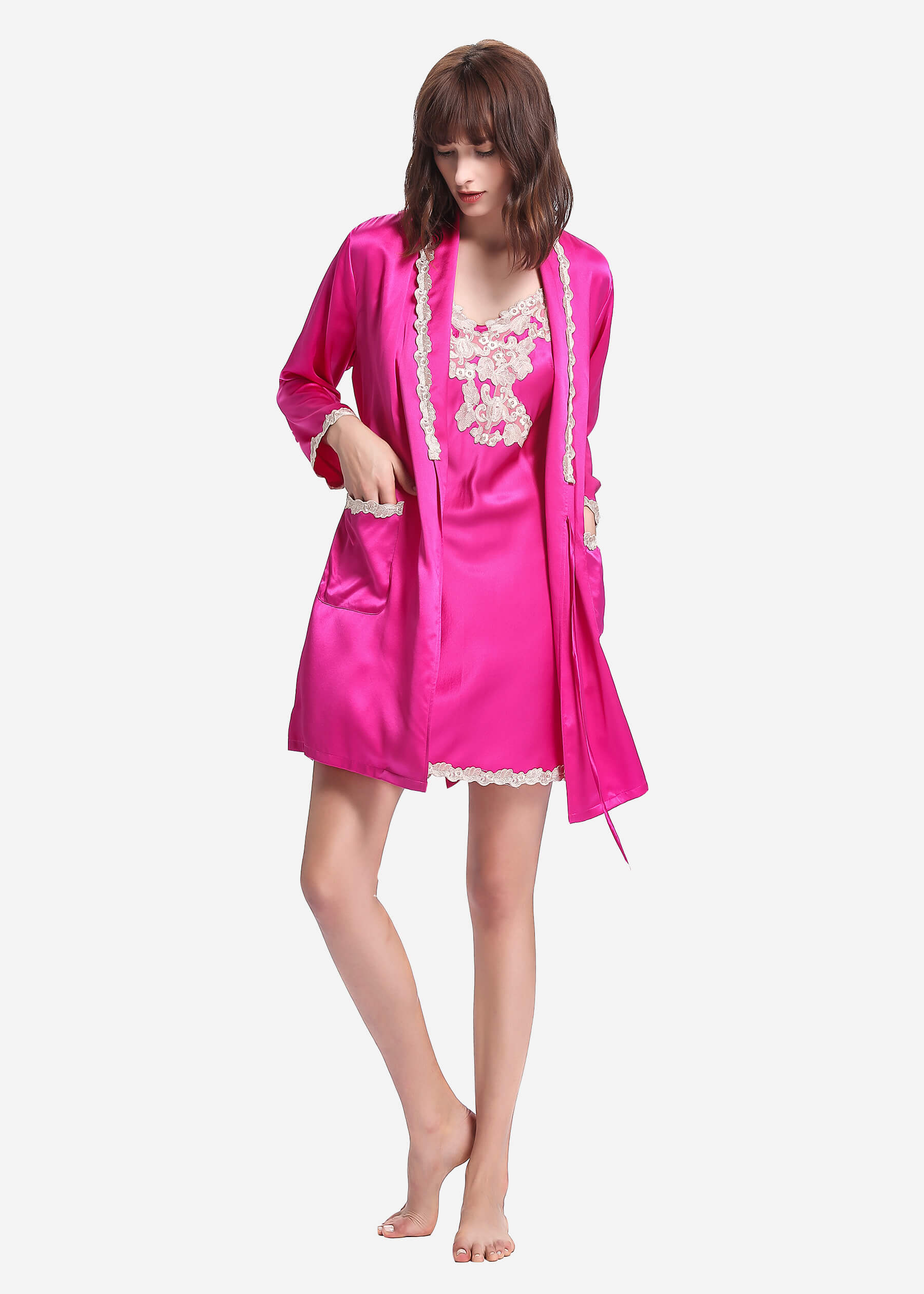 Hot pink robe top silk