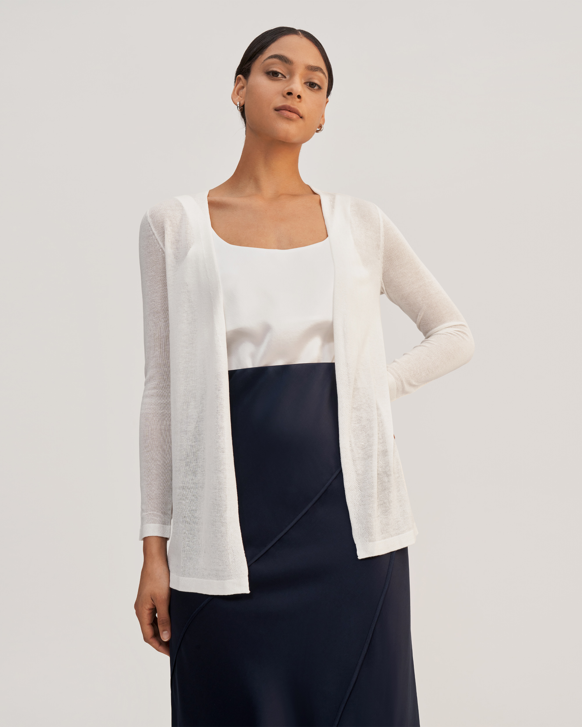 Long thin outlet white cardigan