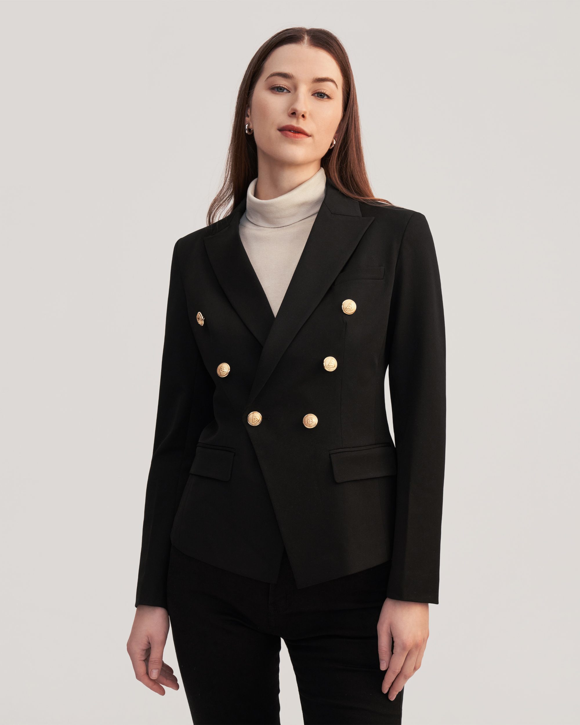 Ladies gold button on sale blazer