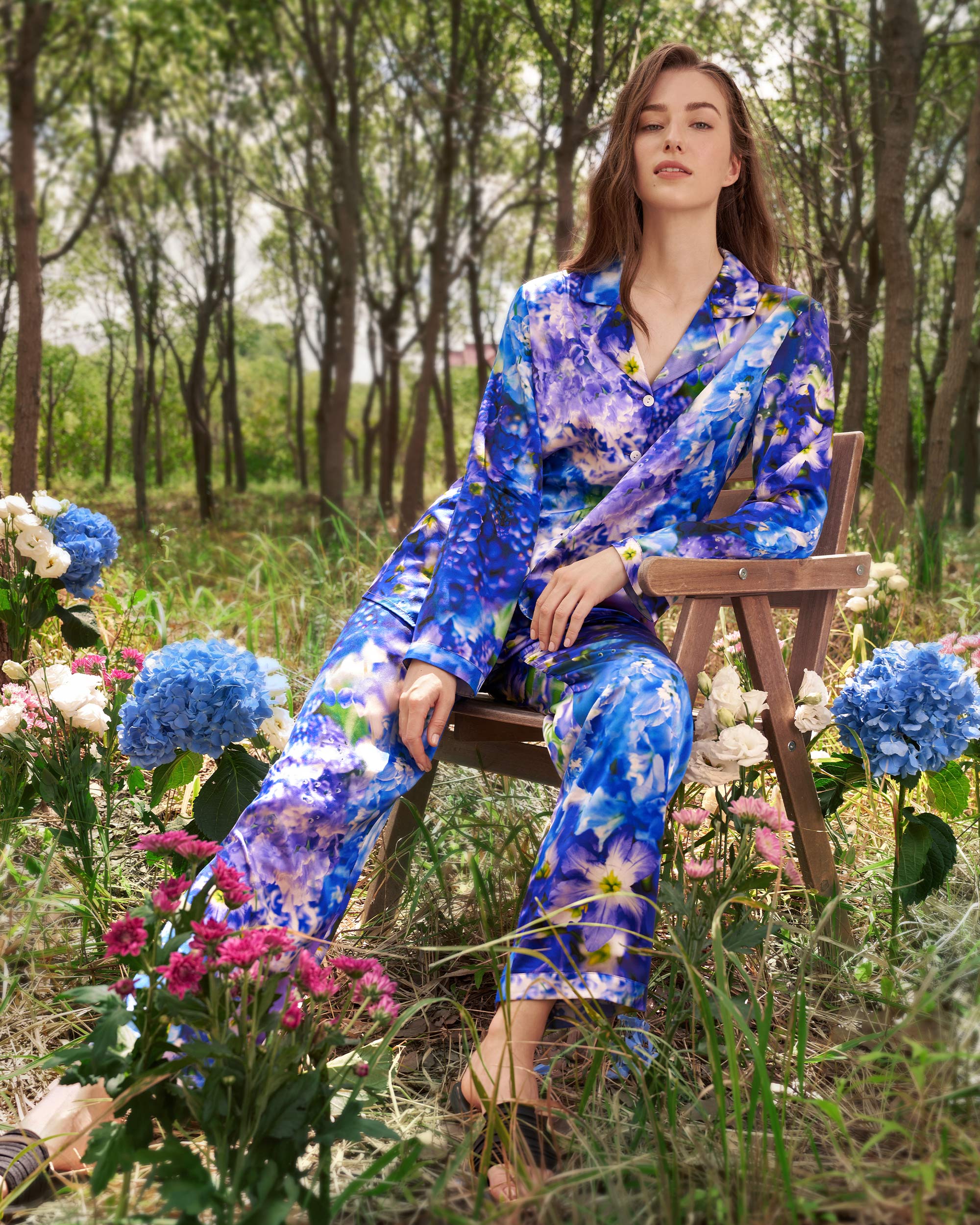 LILYSILK X Mika Ninagawa Lisianthus Hydrangea Pajama Set