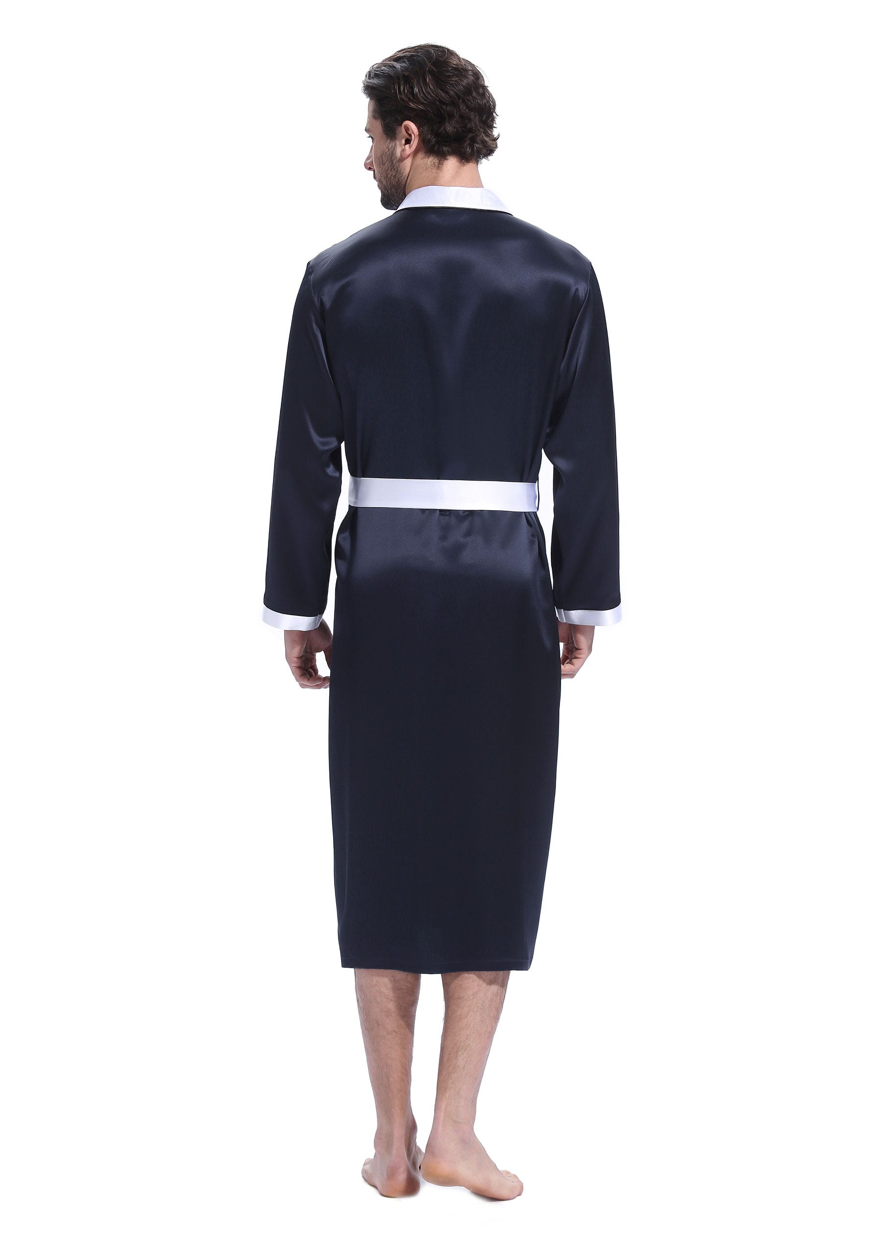 Navy silk outlet robe