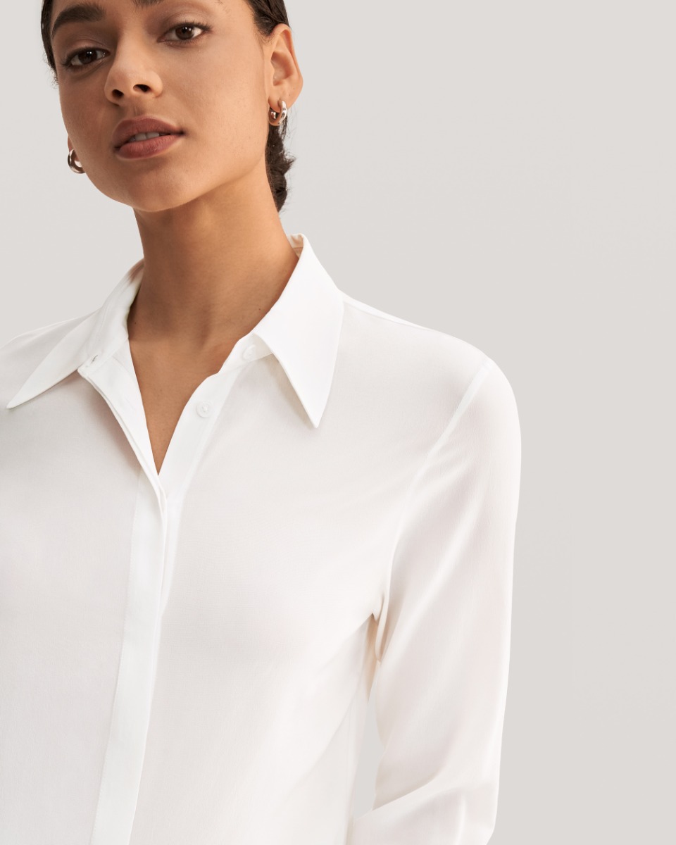 White silk dress sales shirt womens