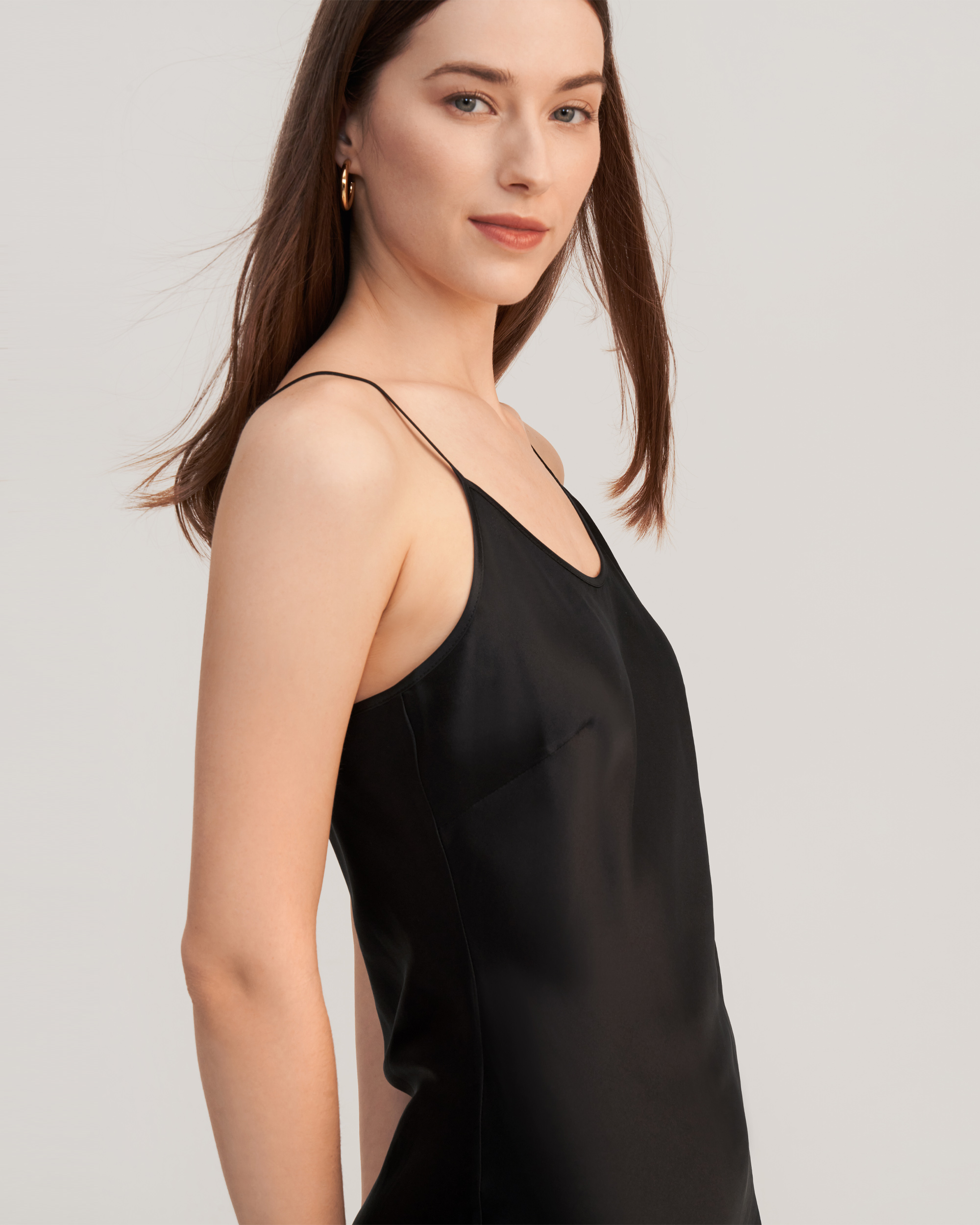 Black satin best sale camisole dress