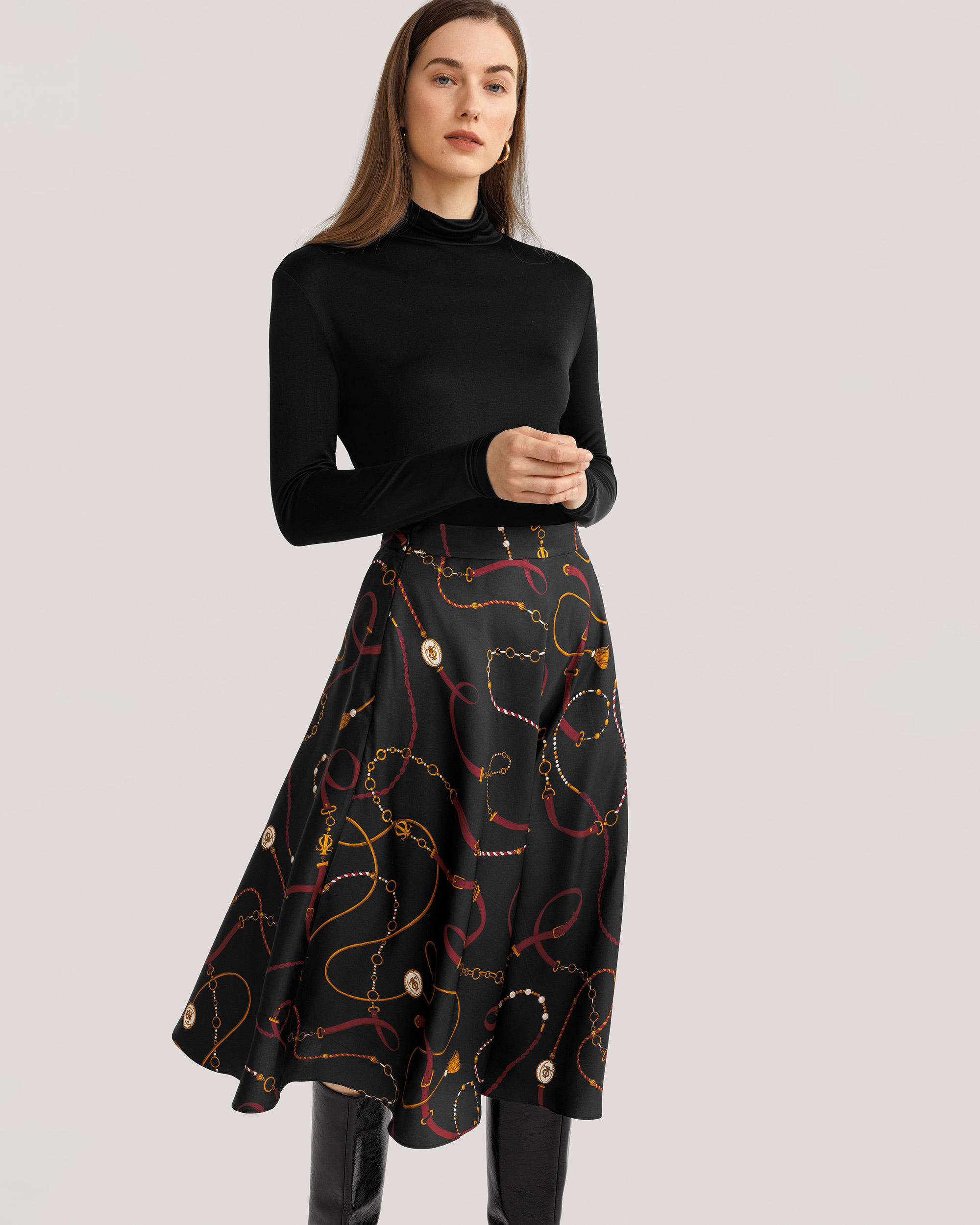 Louisville print flare skirt