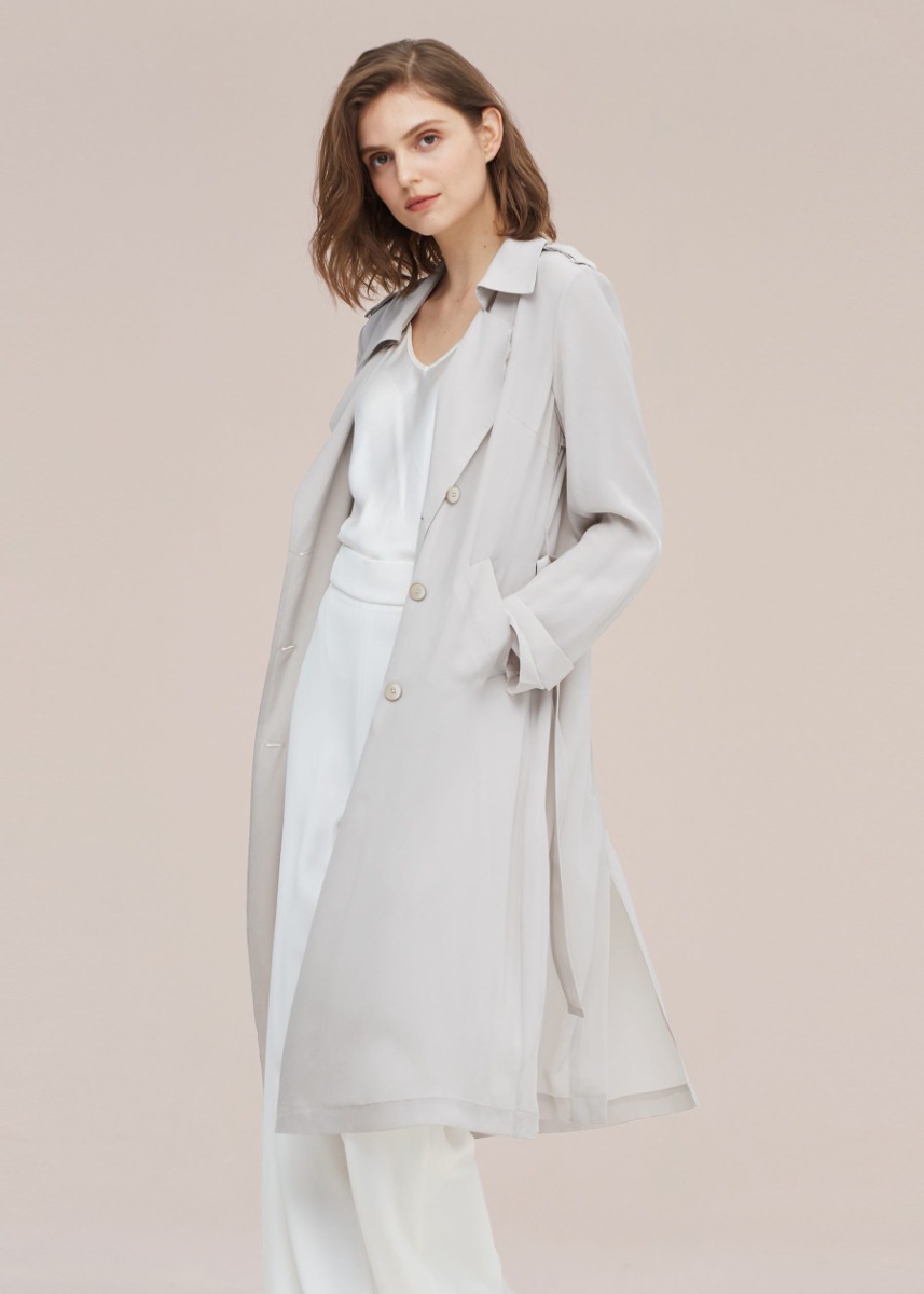 lily silk trench coat