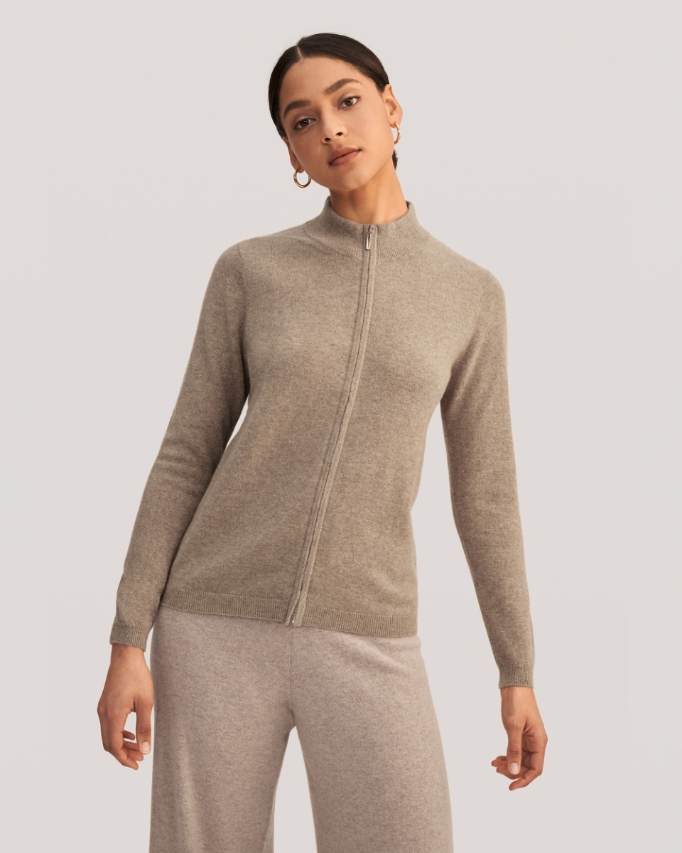 Cashmere shop zipper cardigan