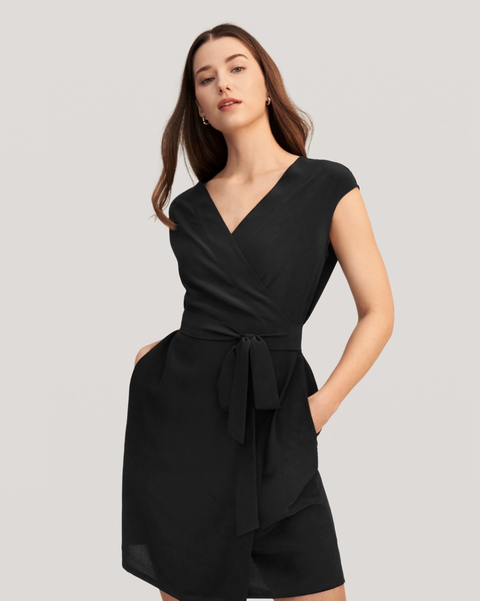 V neck wrap top dress