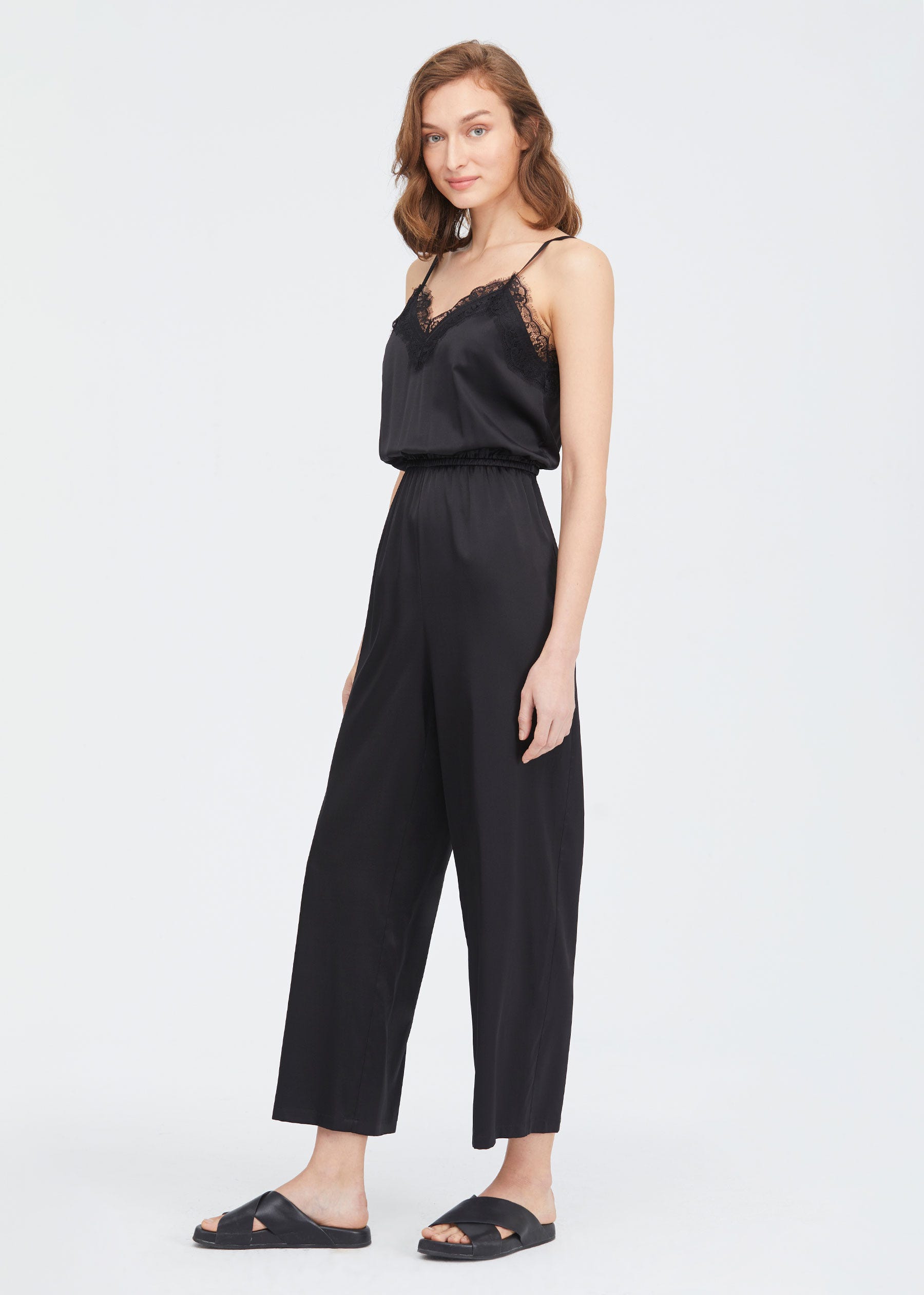 Clearance Lace Trimmed Silk Cami Jumpsuit M