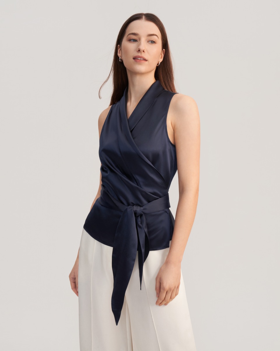 Navy silk hot sale wrap