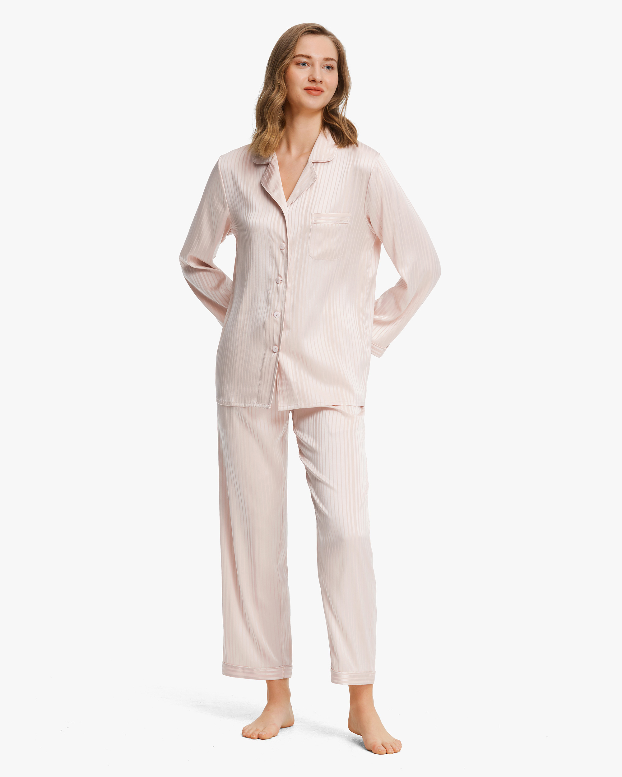 Stretchable Women Silk Pajamas Set