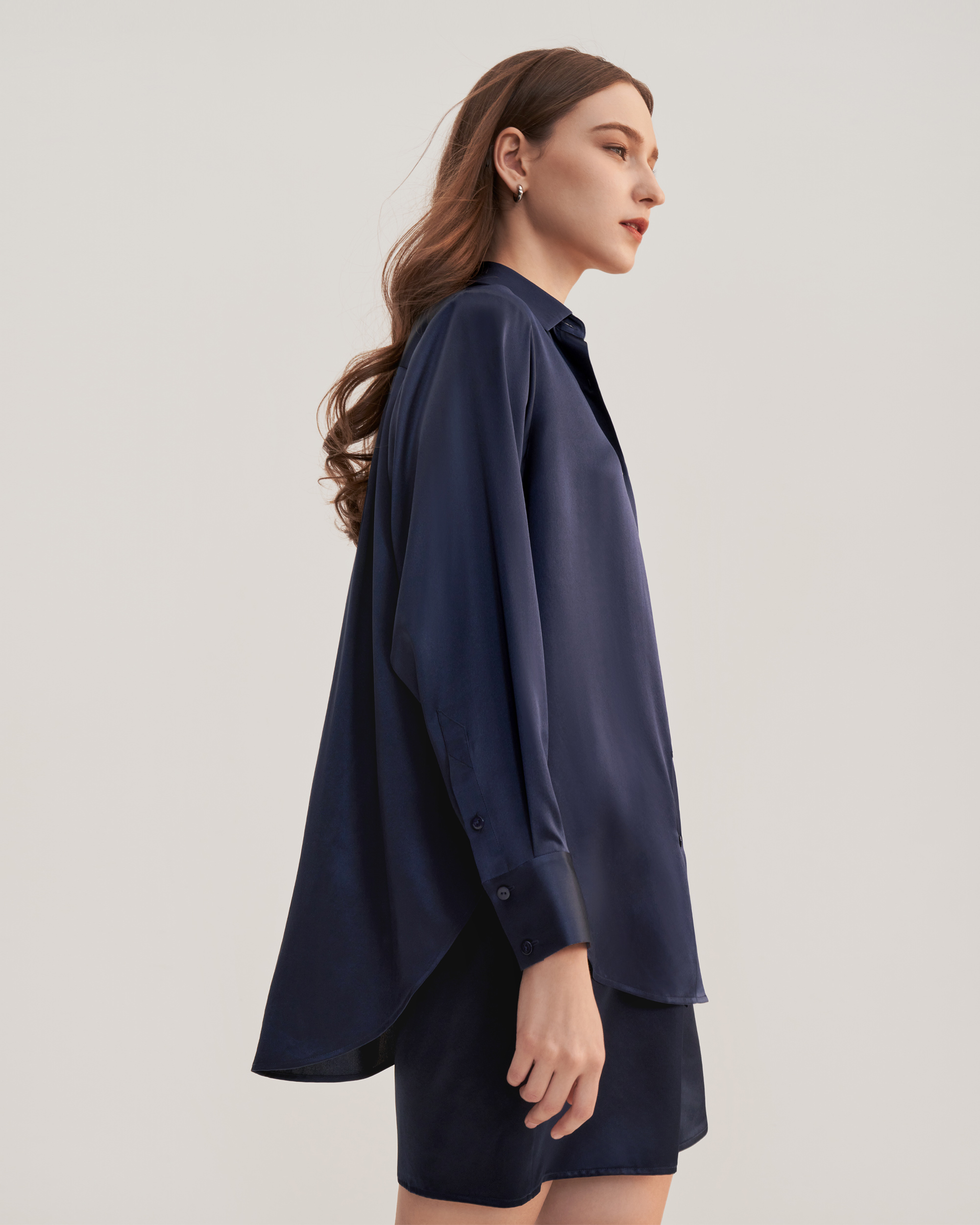 Oversized silk 2025 pajama shirt