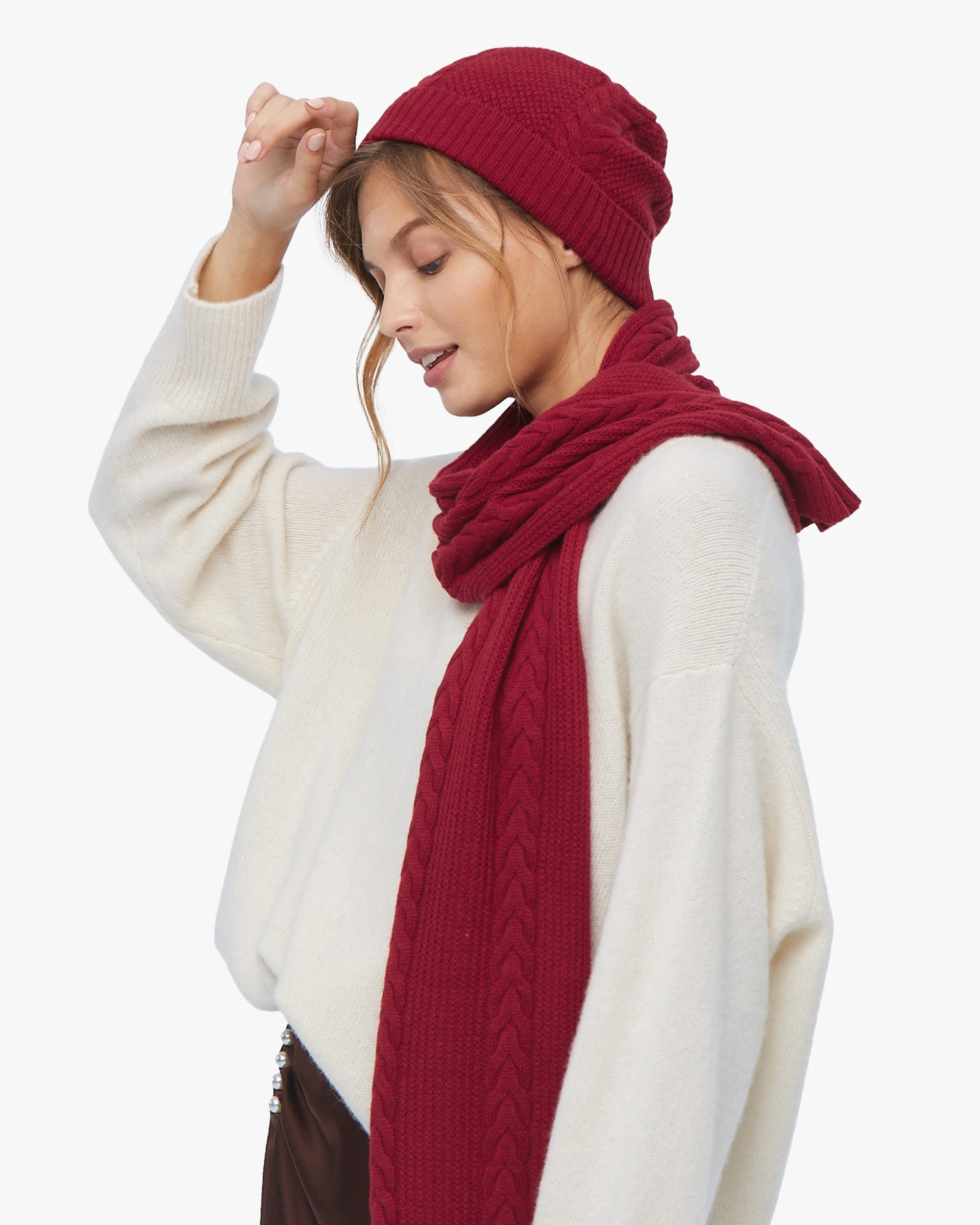 Warm Cashmere Scarf And Hat Set