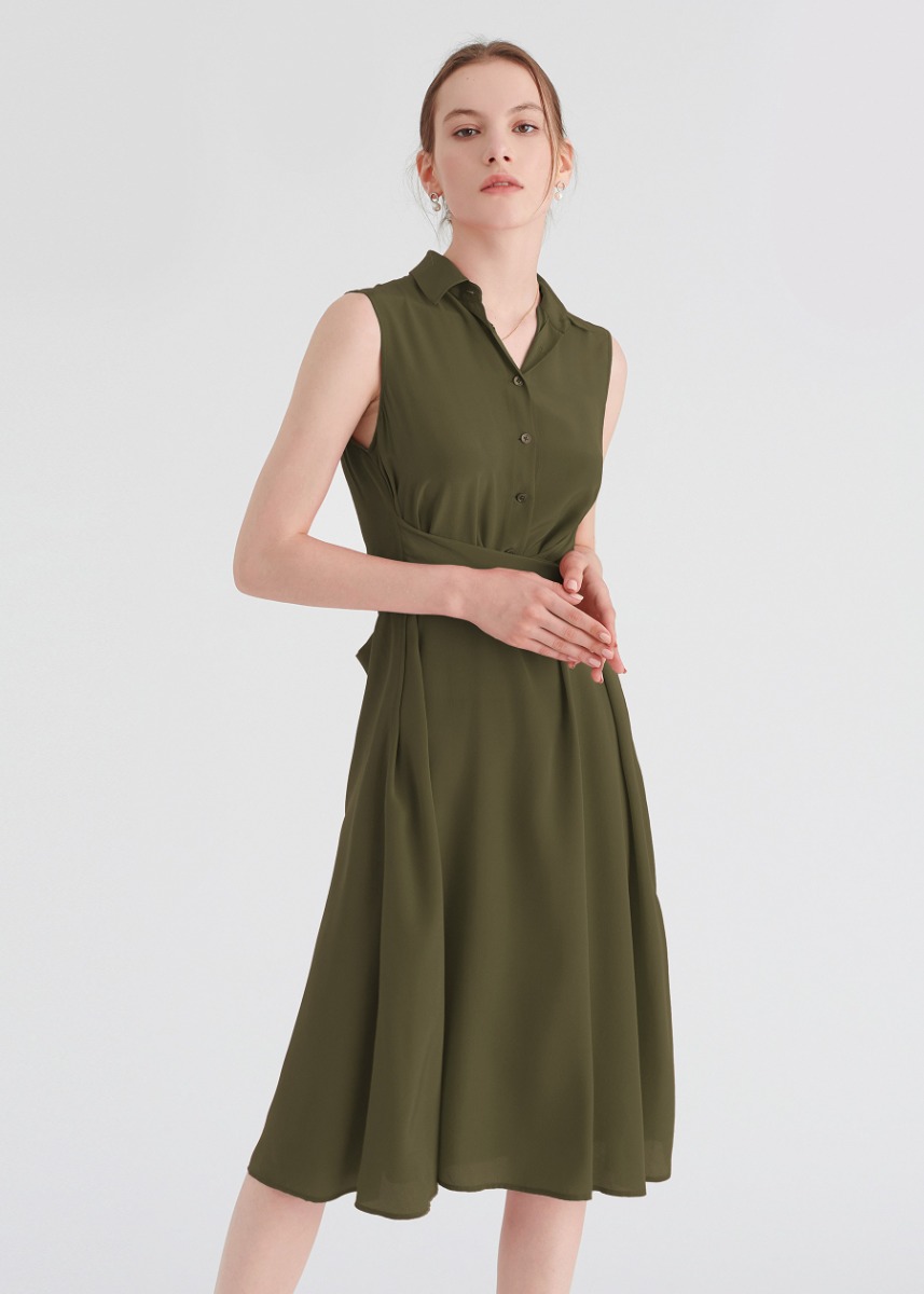 Silk midi clearance shirt dress