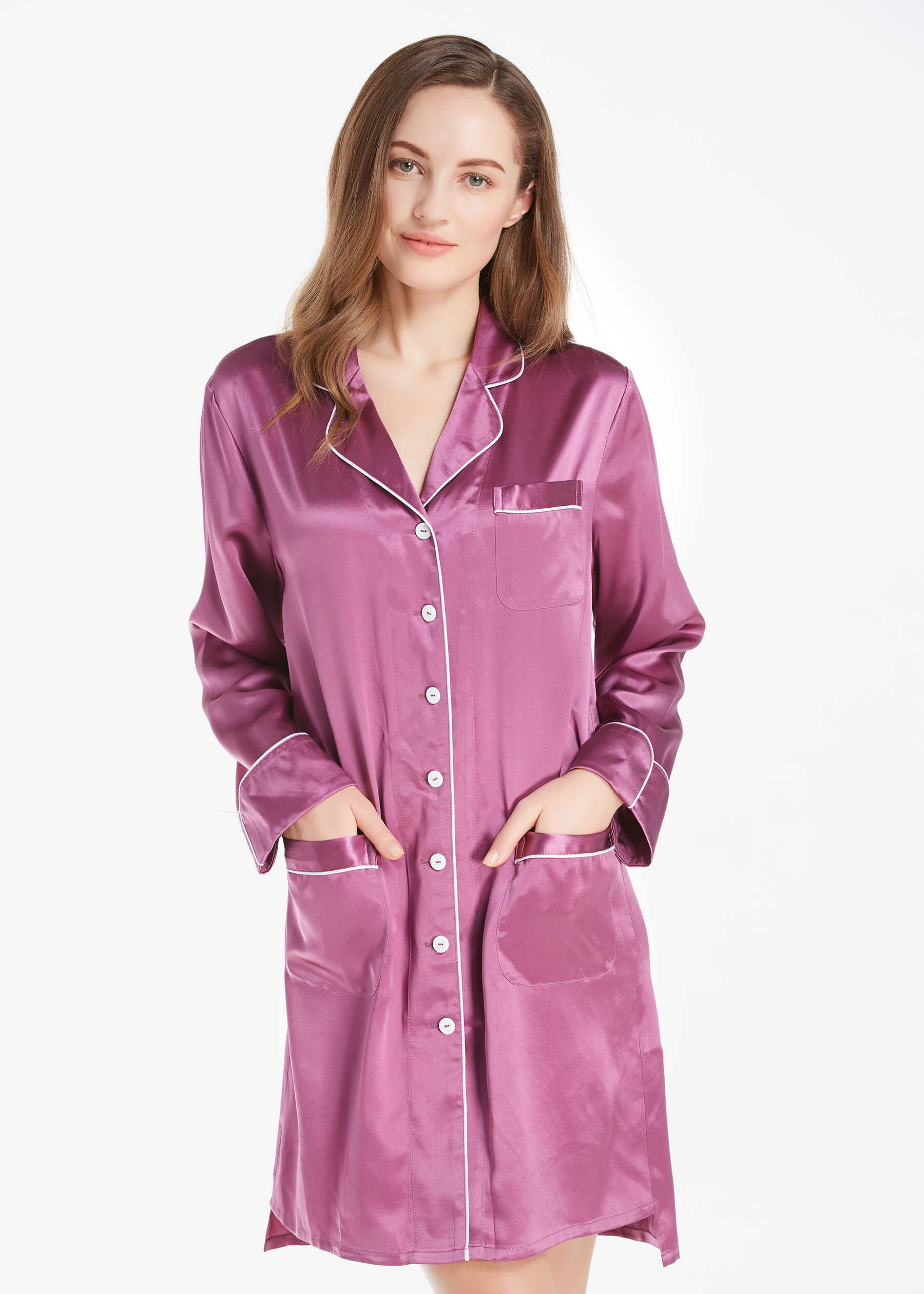 Long sleeve silk discount nightshirt