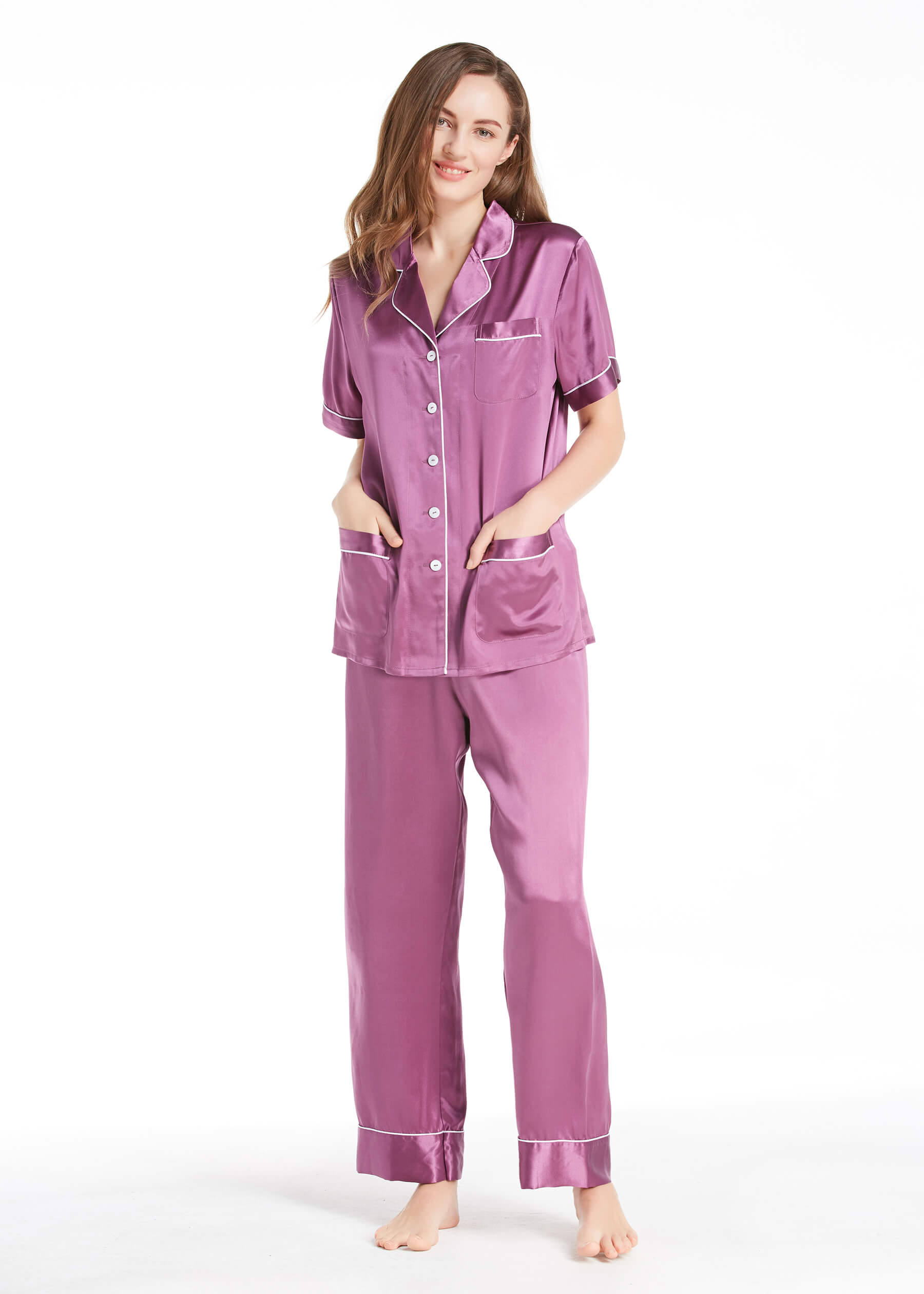 Silk pyjamas short discount sleeve