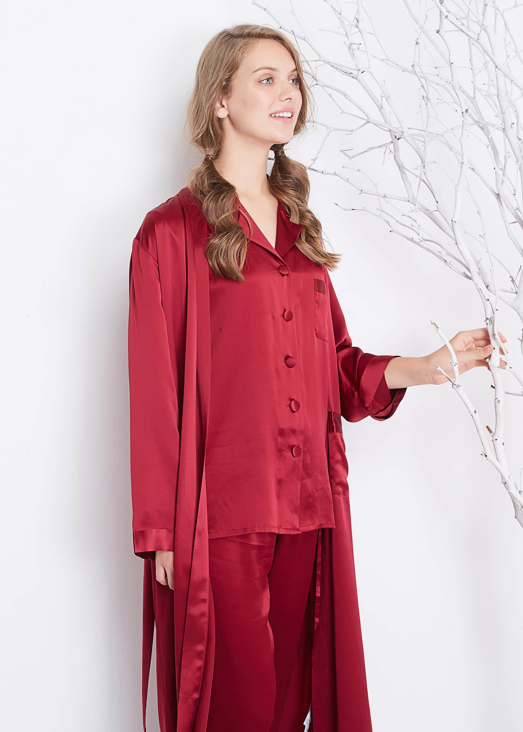 22 Momme Classic Full Length Silk pajamas robe Set