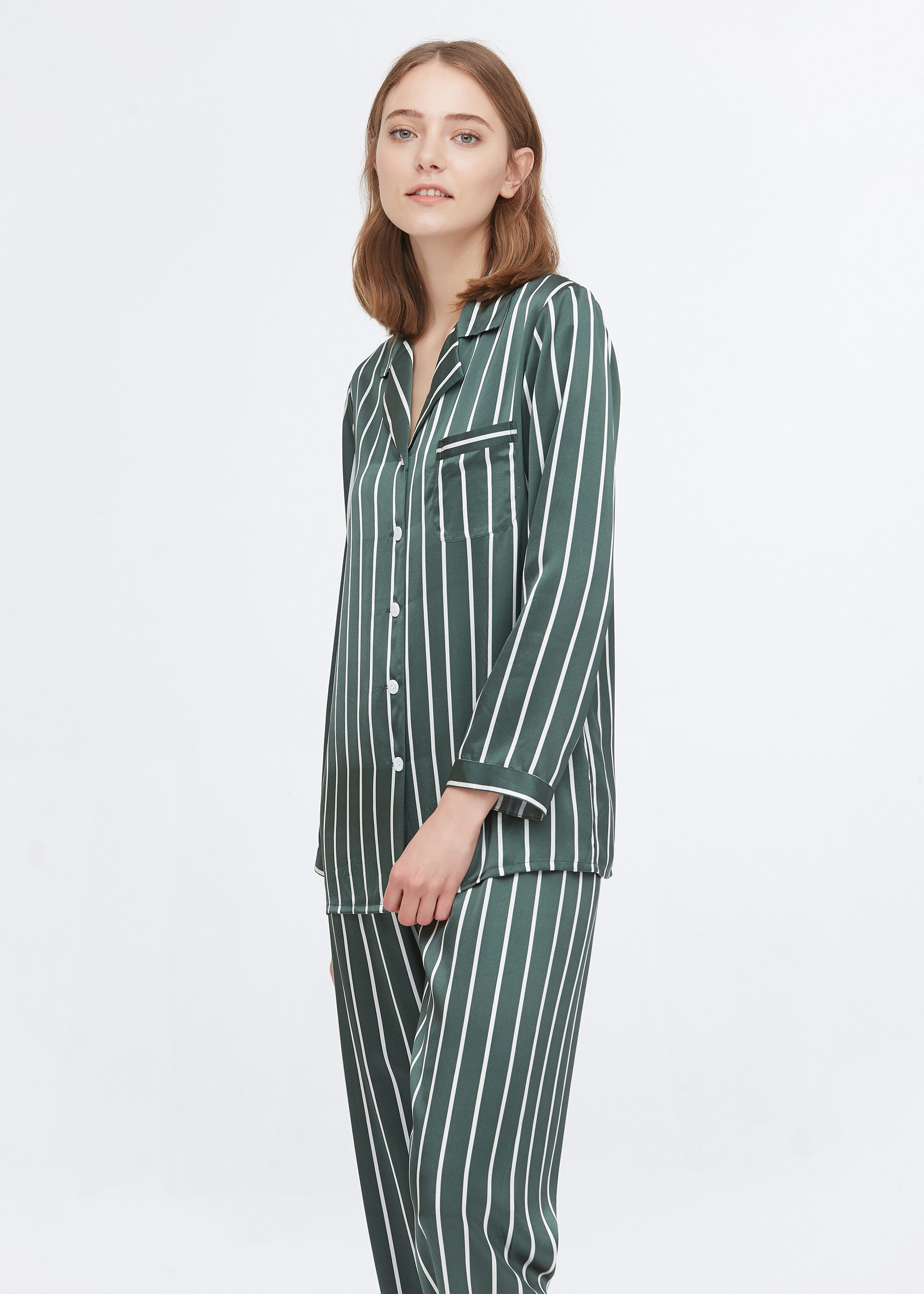 Green and best sale white striped pyjamas