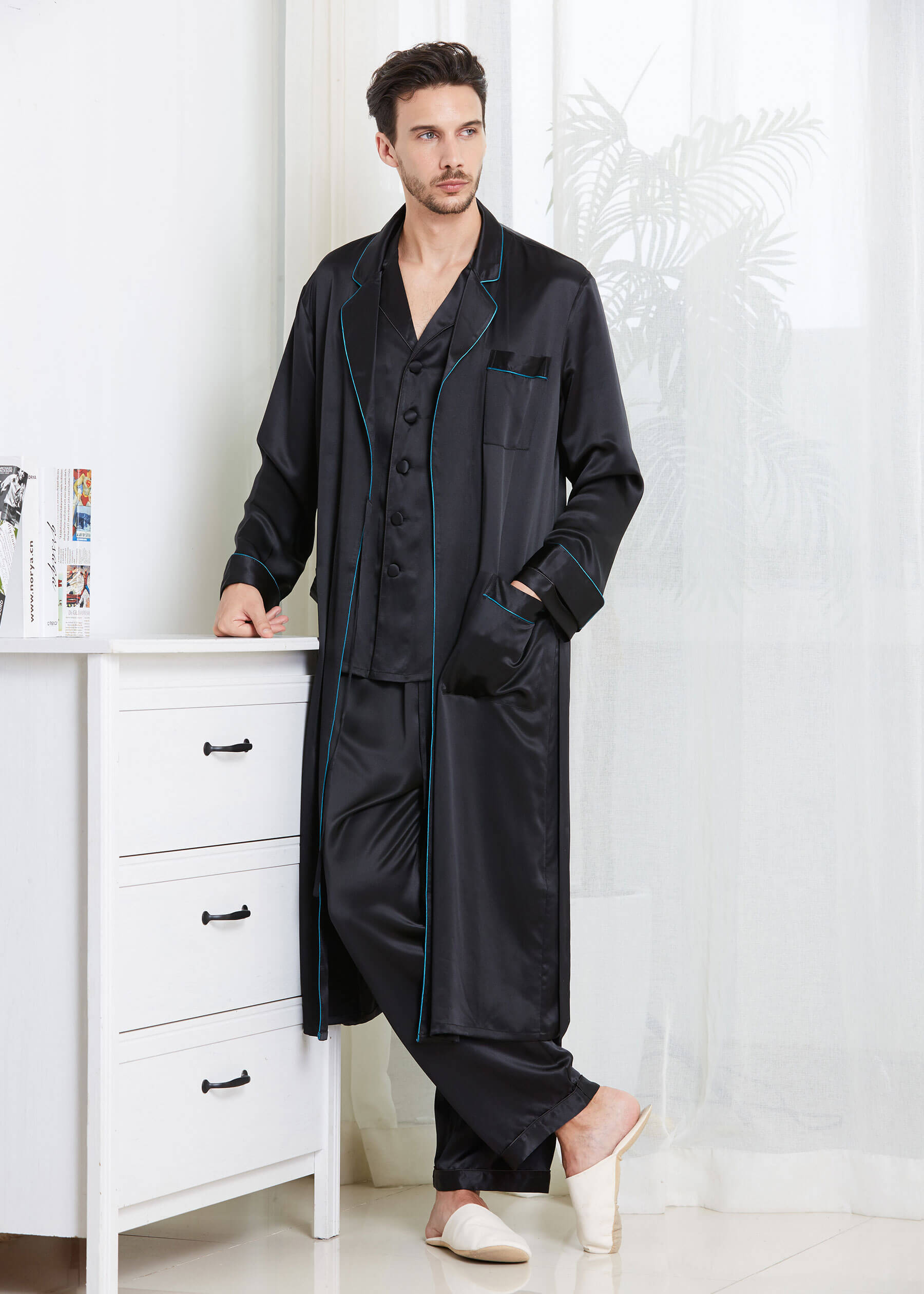 Mens dressing 2024 gown set