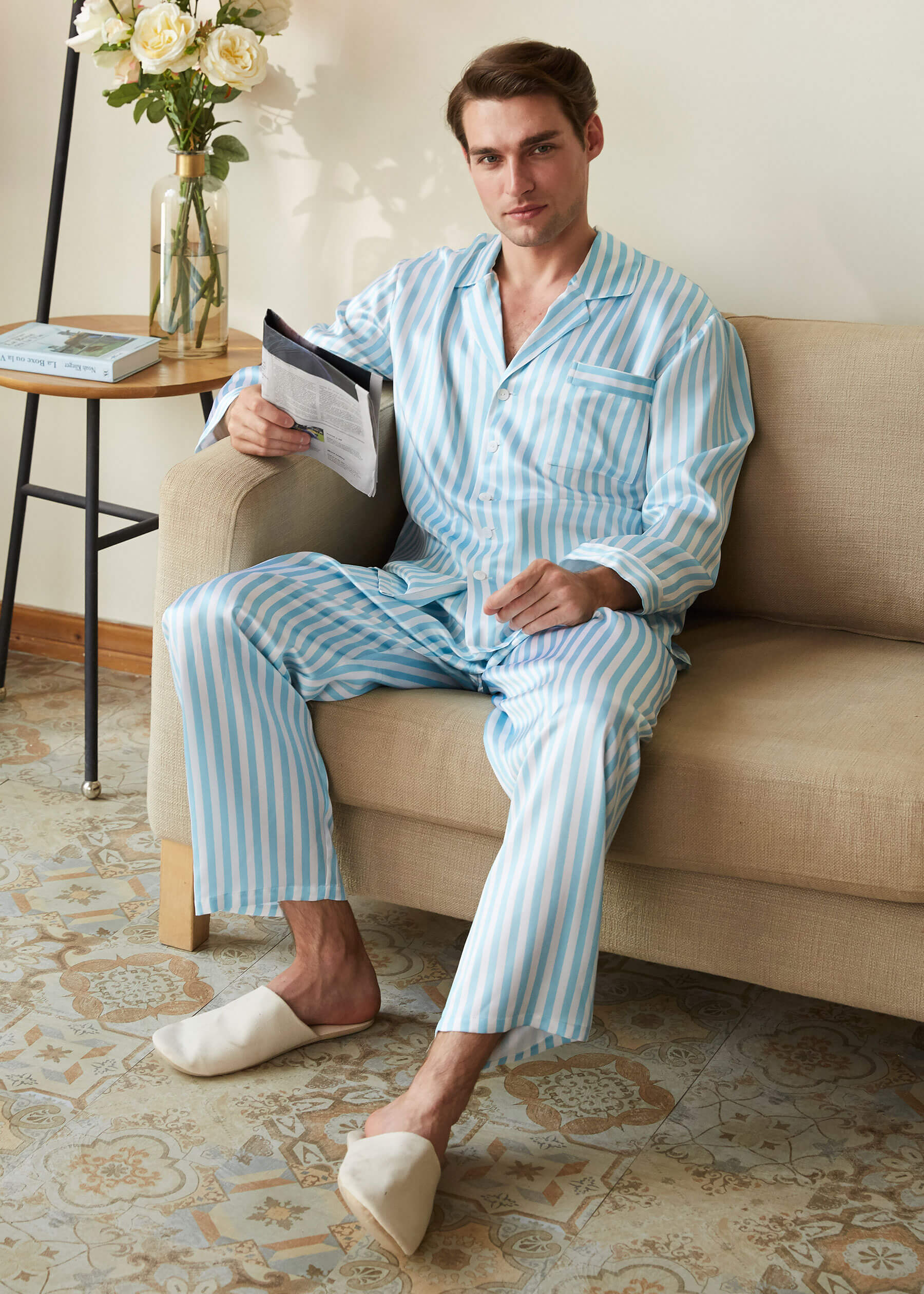 Monogram silk pajamas hot sale