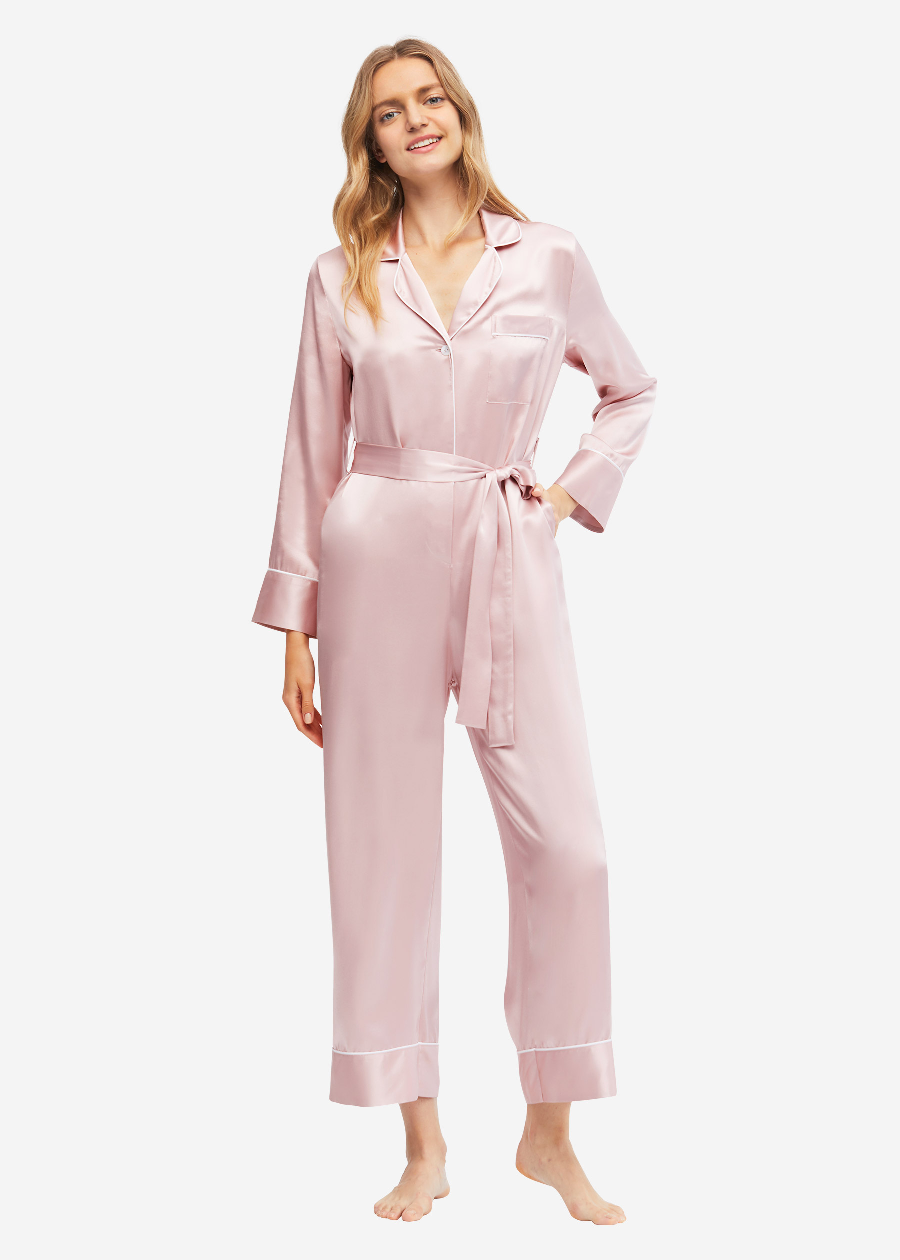 Satin hot sale pajama jumpsuit