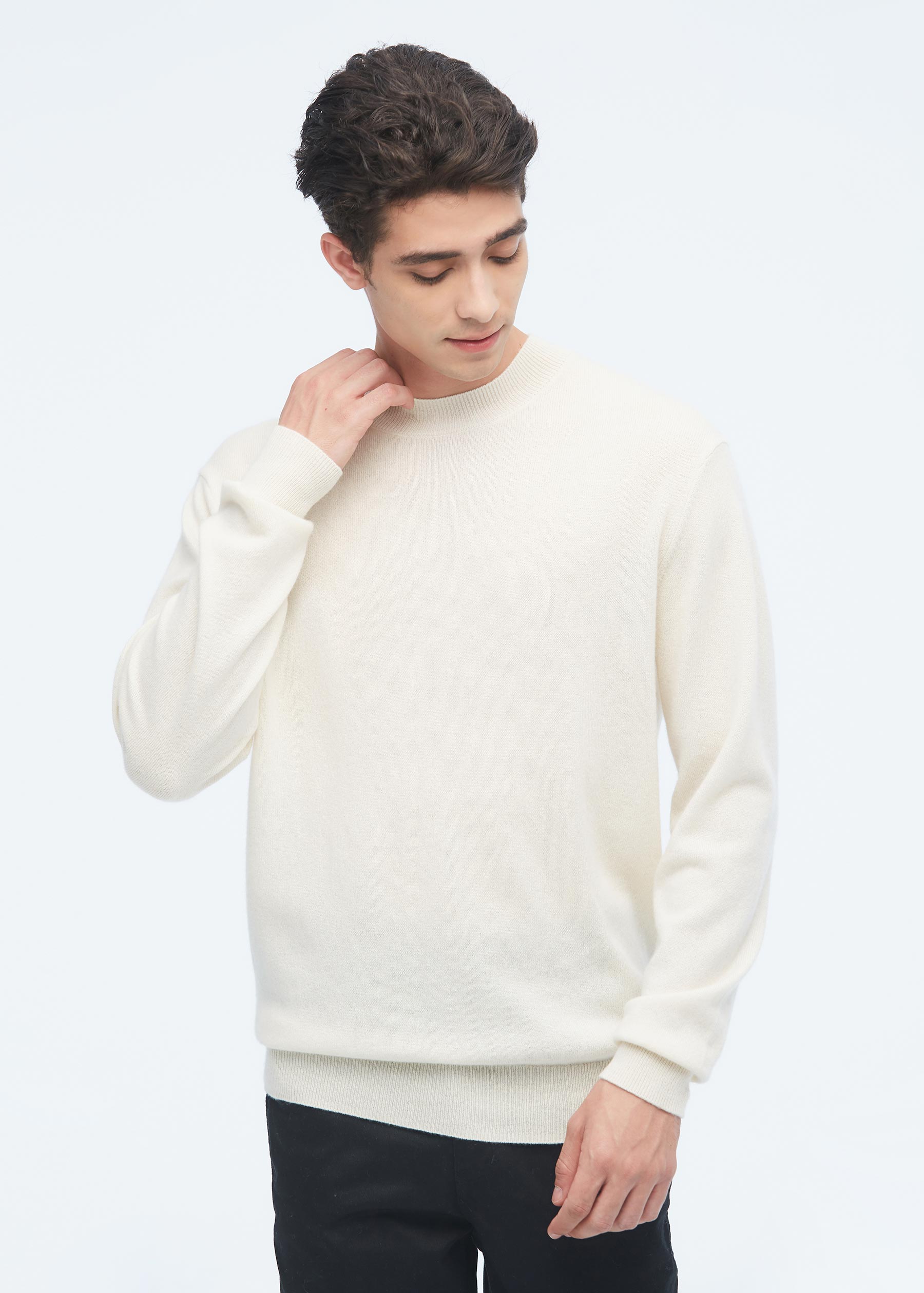 Mens cream deals cashmere sweater