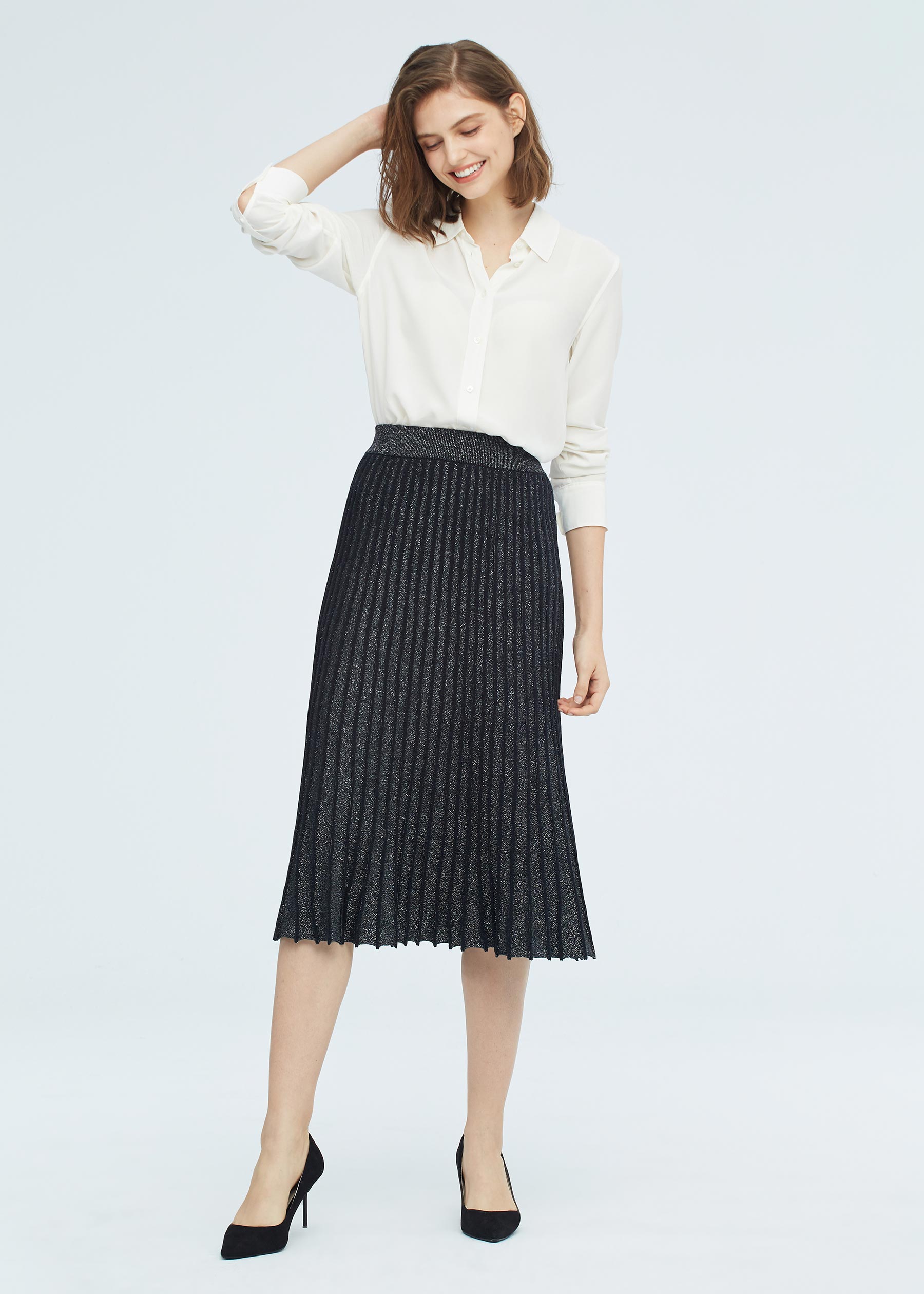 Gorgeous Draped Silk Knitted Pleated Skirt