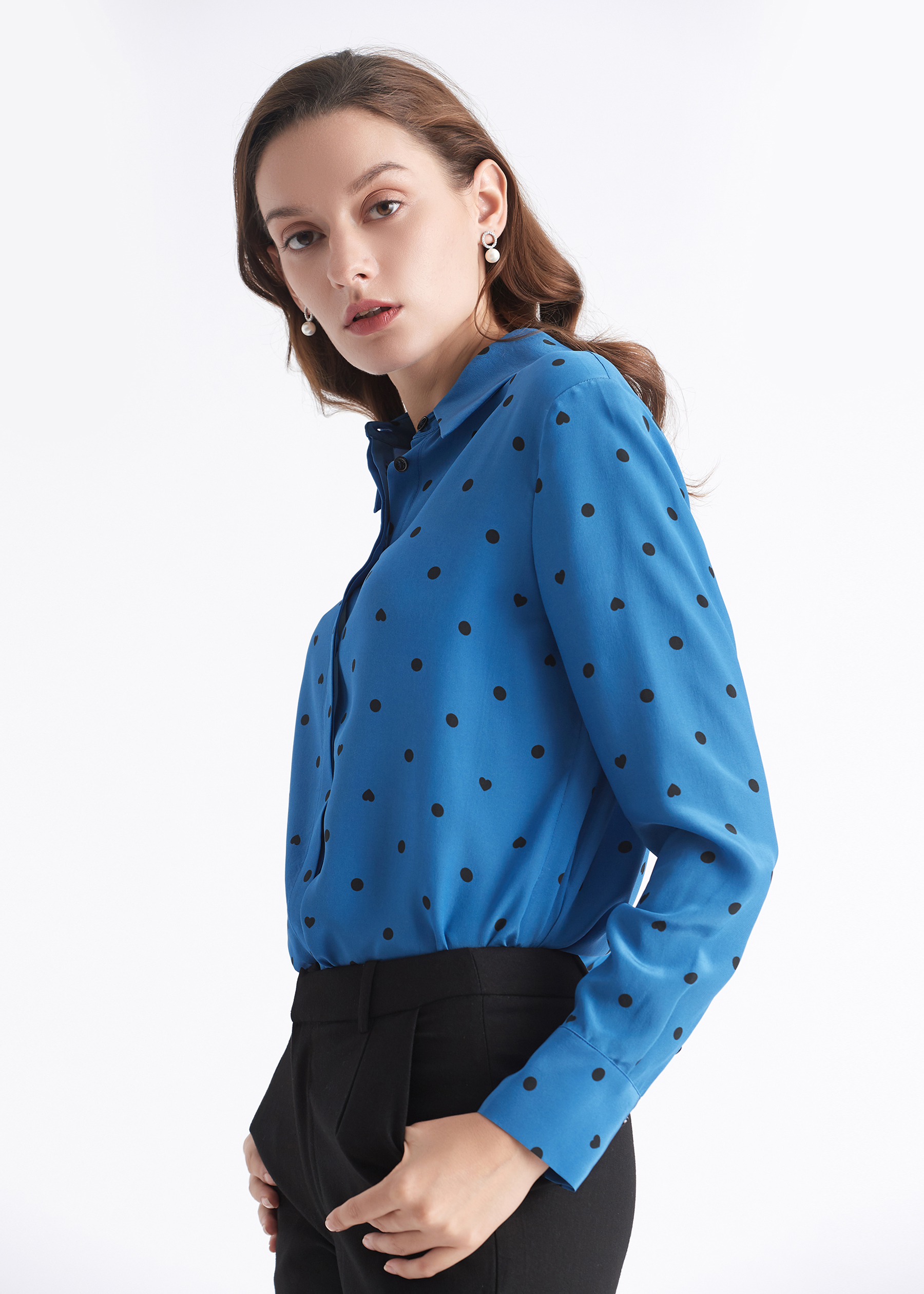 Polka dot shop silk blouse