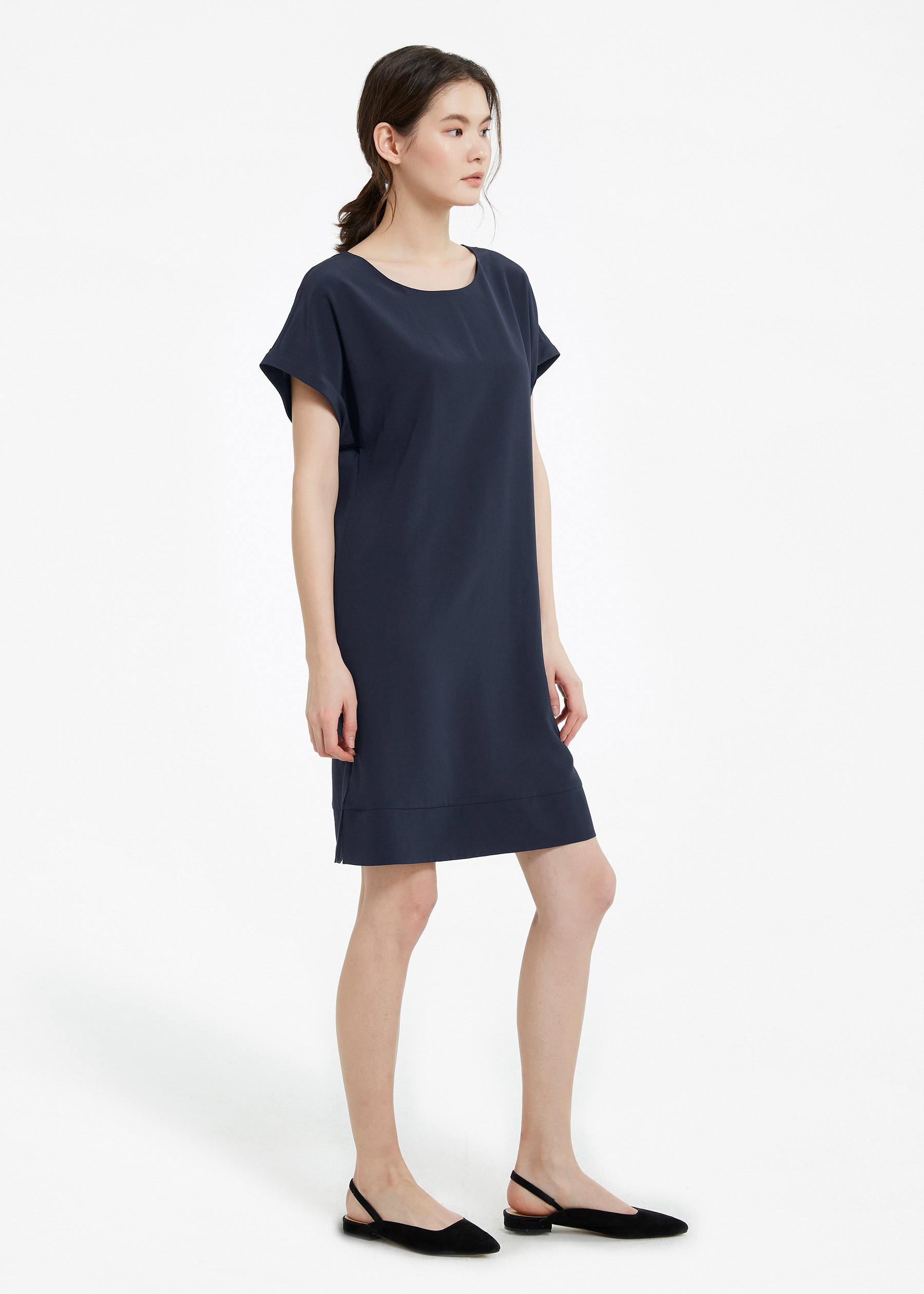 Grey silk outlet shift dress