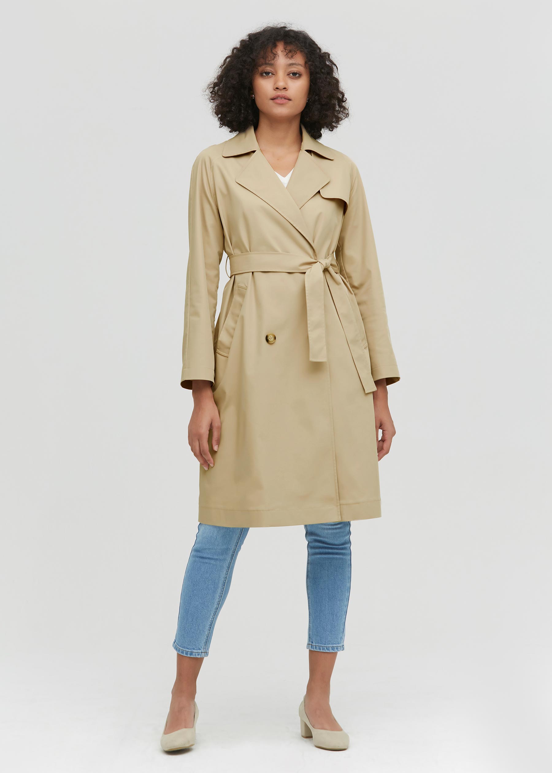 Classique Imperm able Trench coat Soie Avec Ceinture