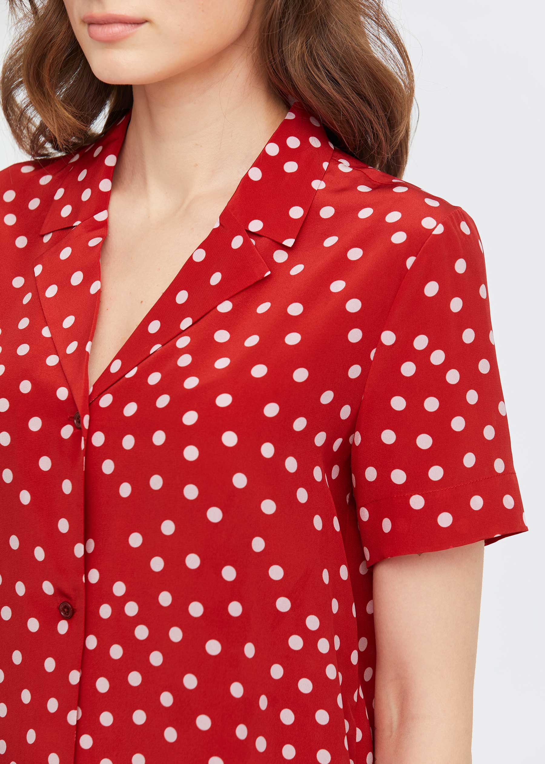 polka dot button up blouse