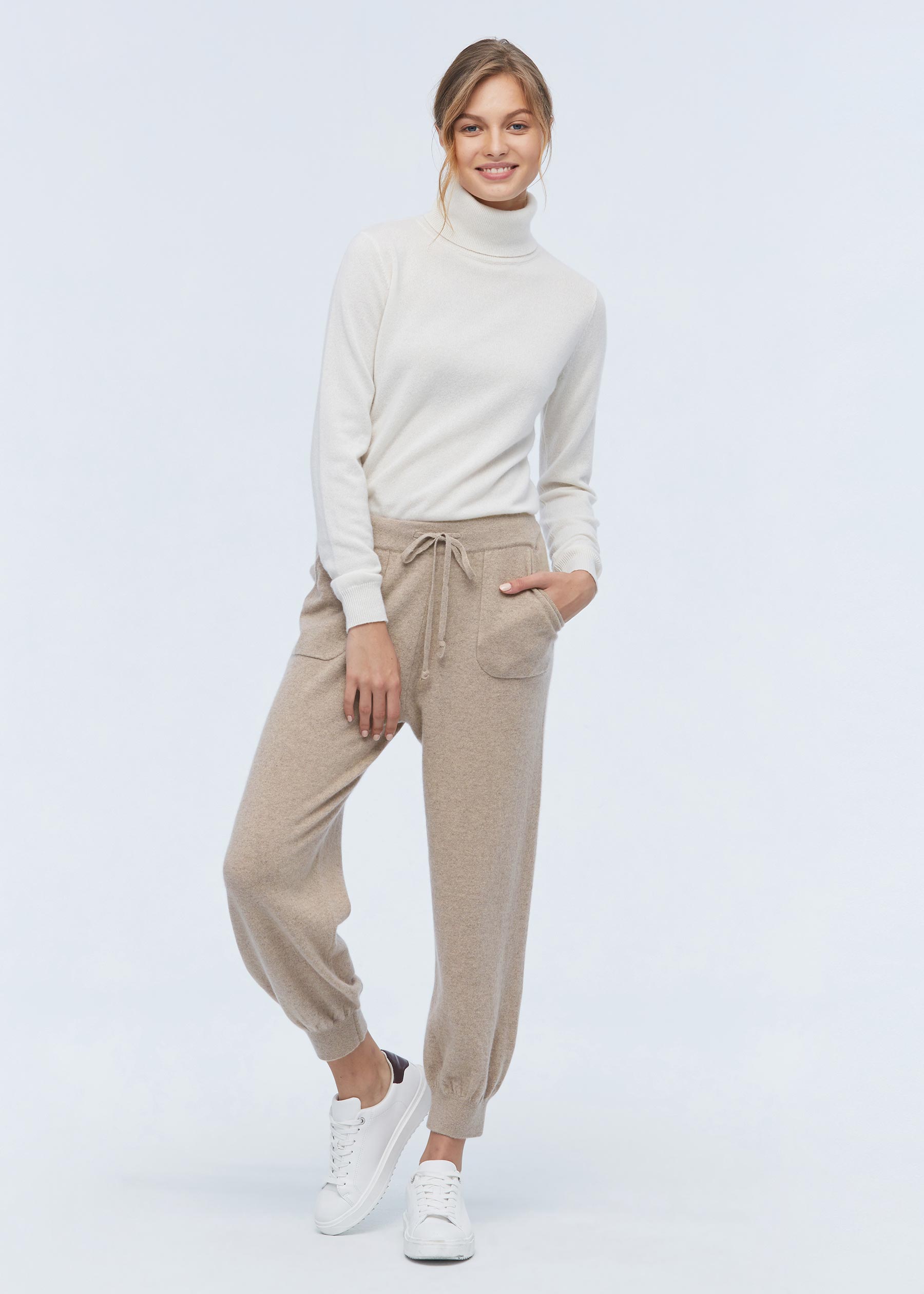 Women Luxury High Waist Cashmere Sweatpants