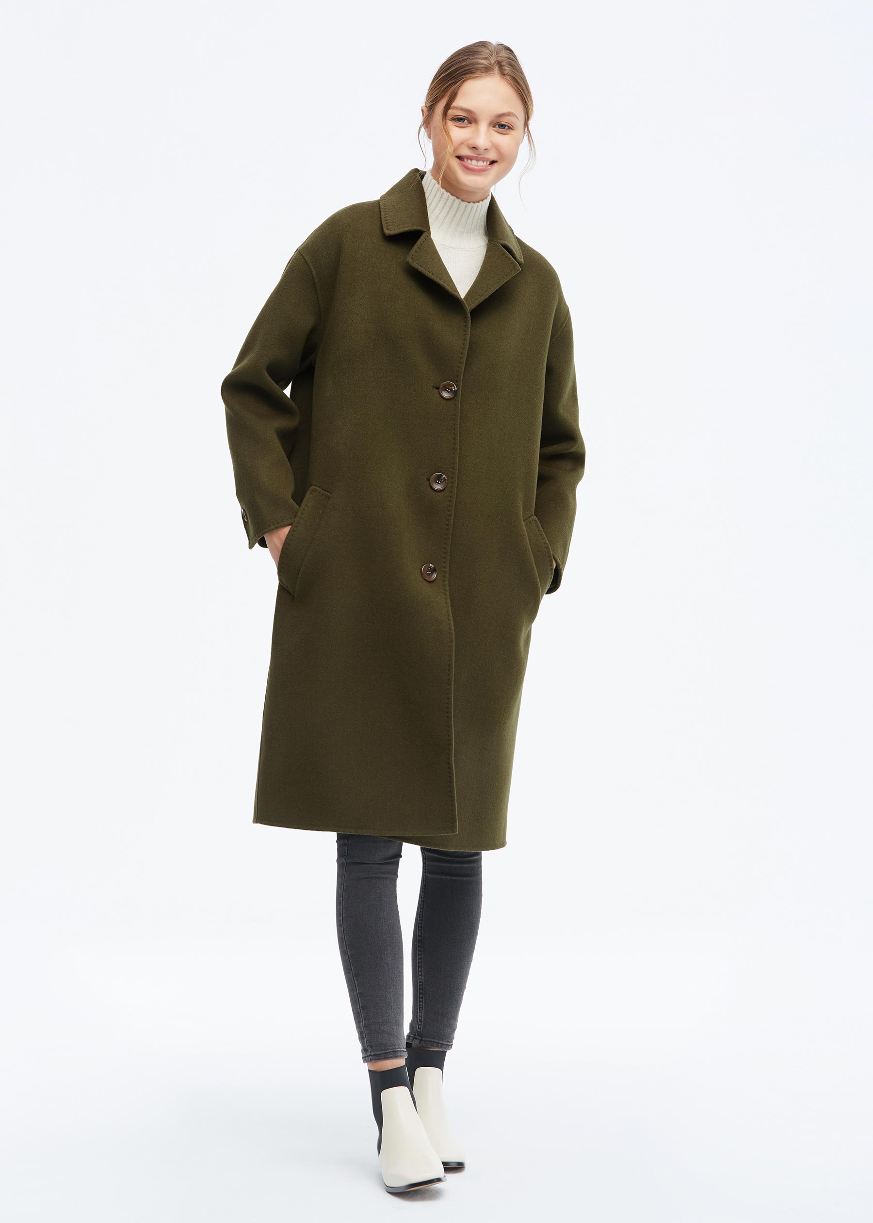 Women Concise Single Breasted Wool Coat