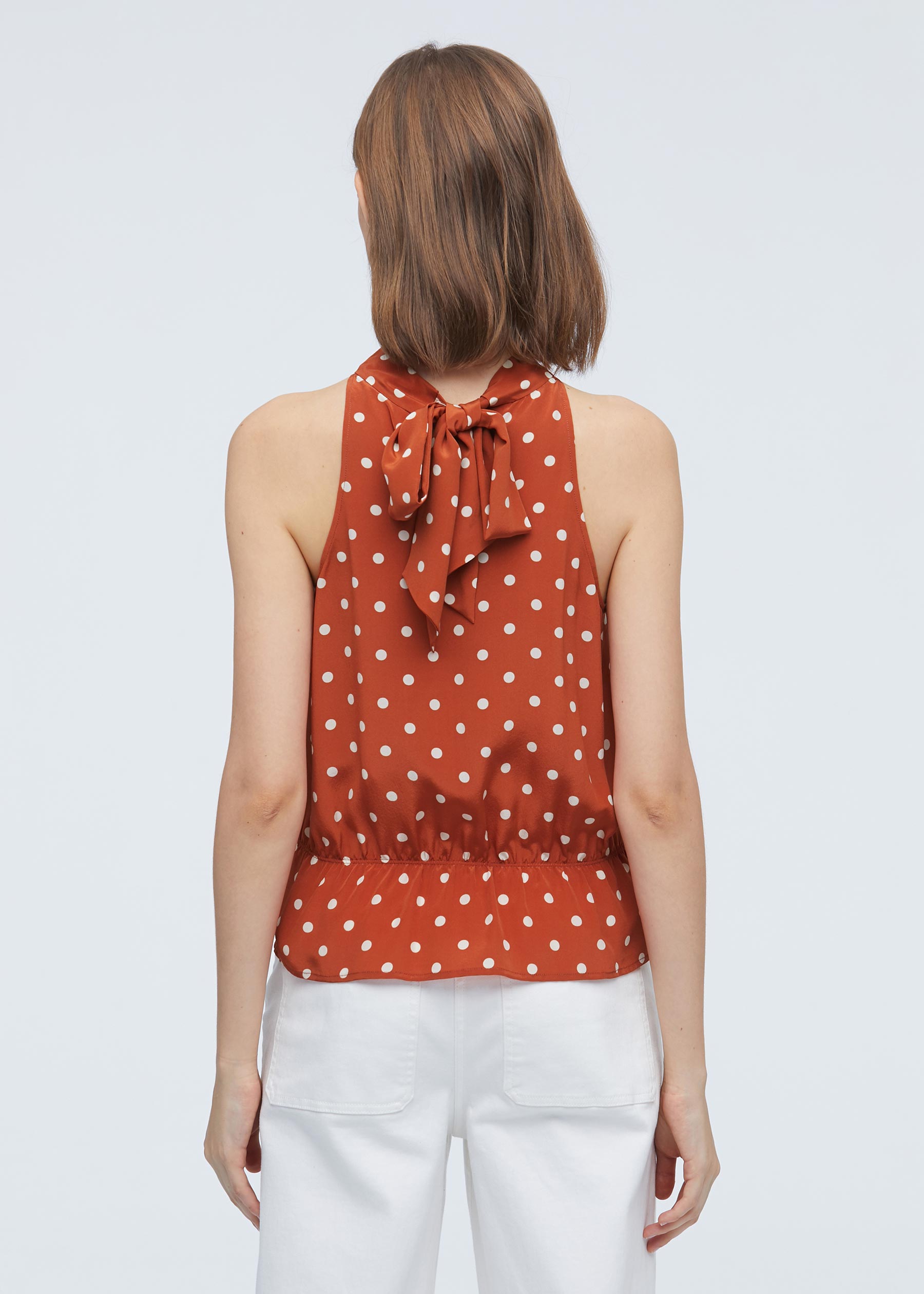 Polka dot cheap silk top