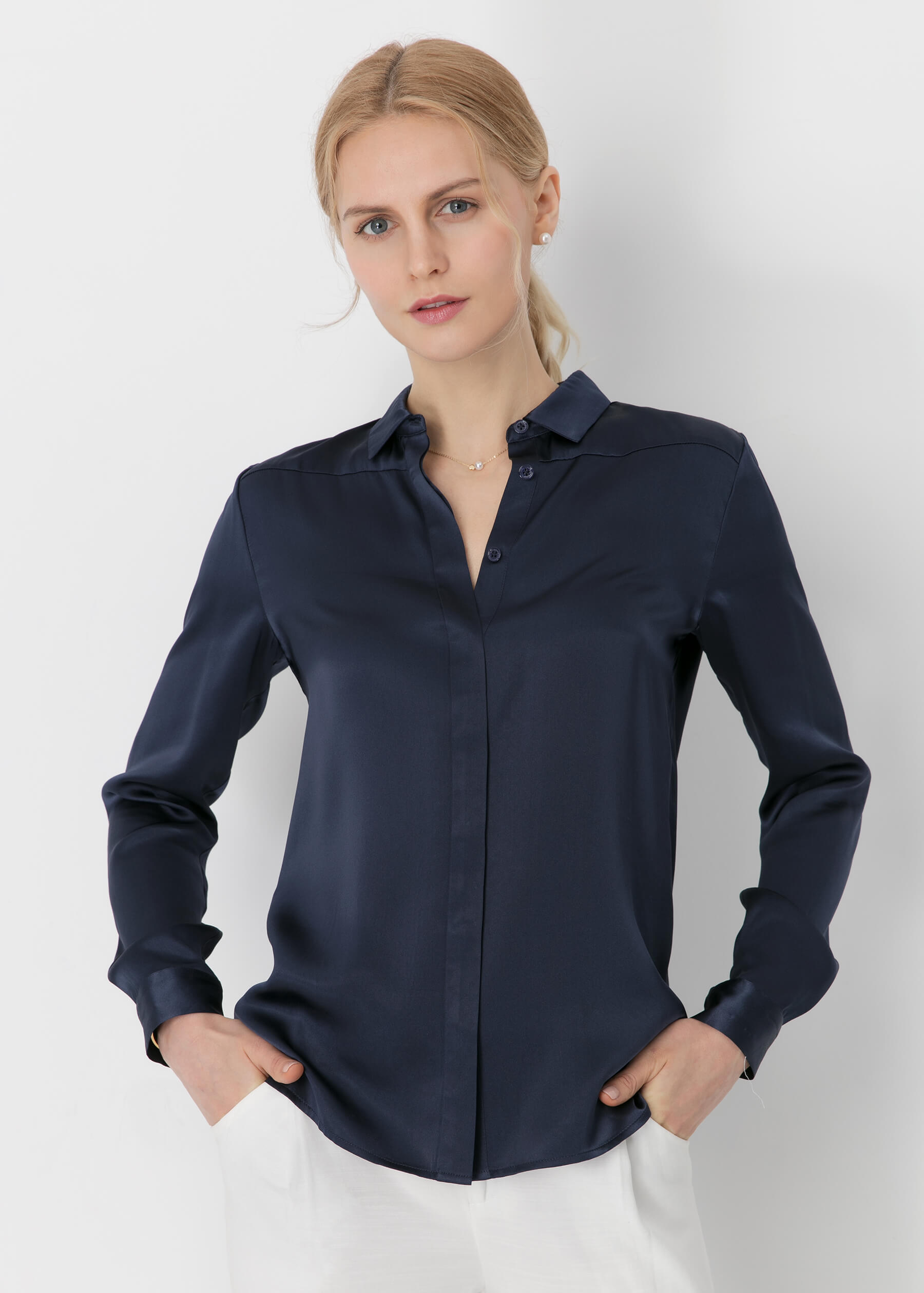 Navy blue hot sale dress blouse