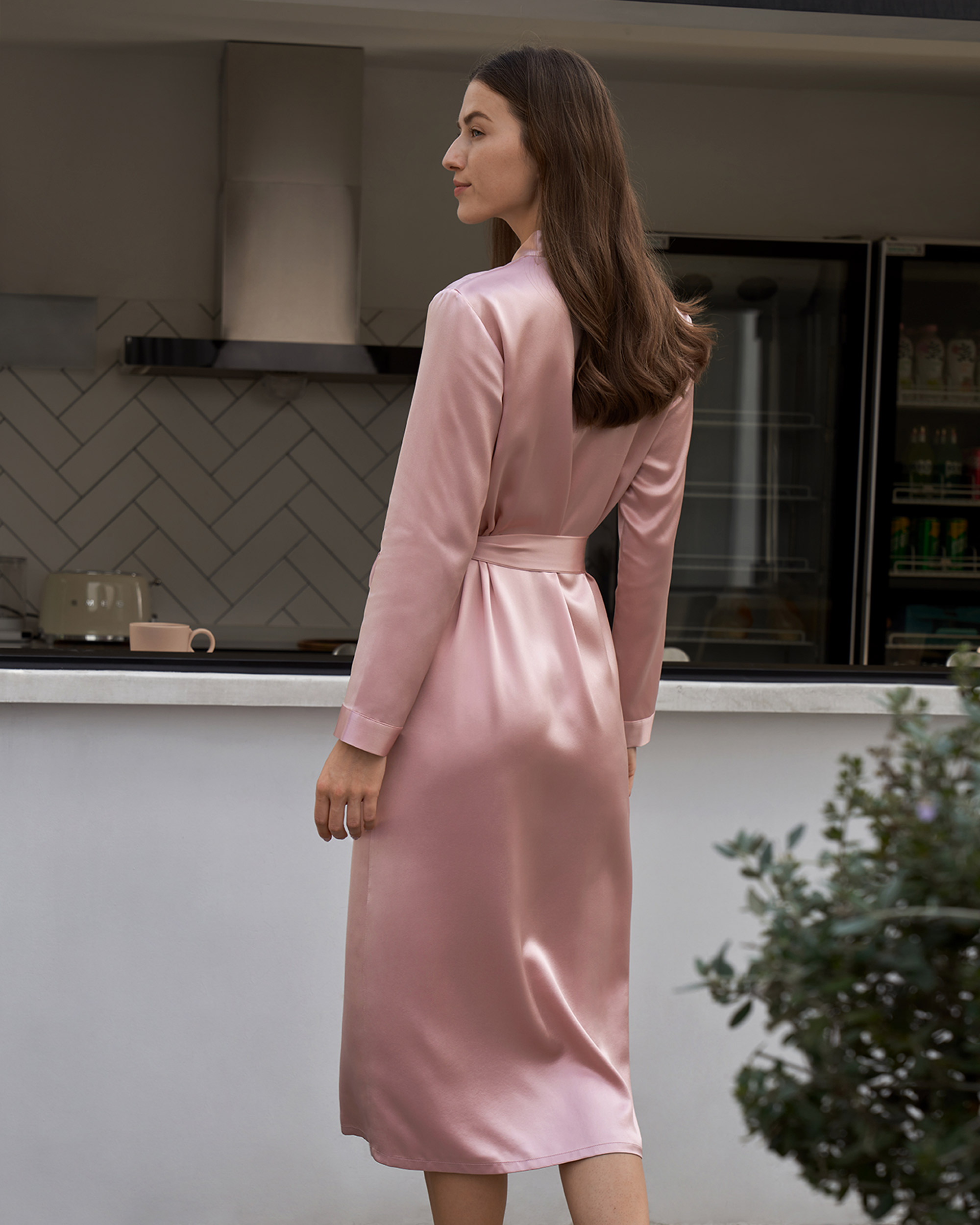 Long silk 2024 satin dressing gown