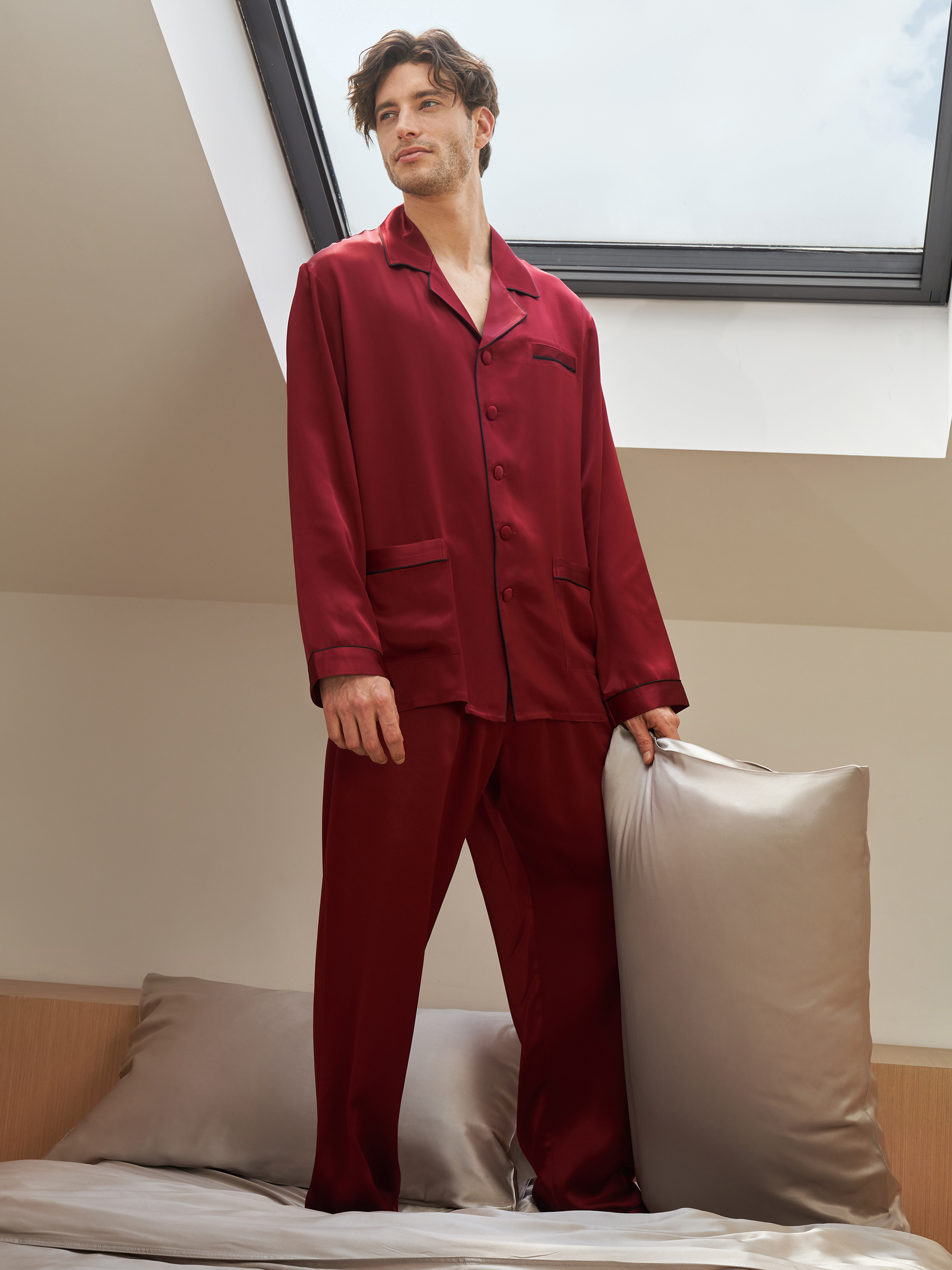 Long silk online pajamas