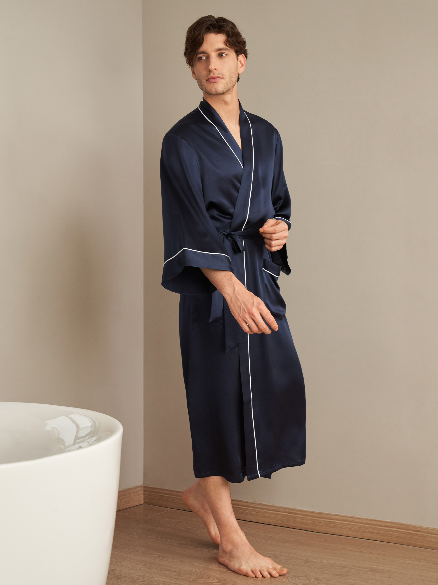 Mens silk kimono dressing on sale gown