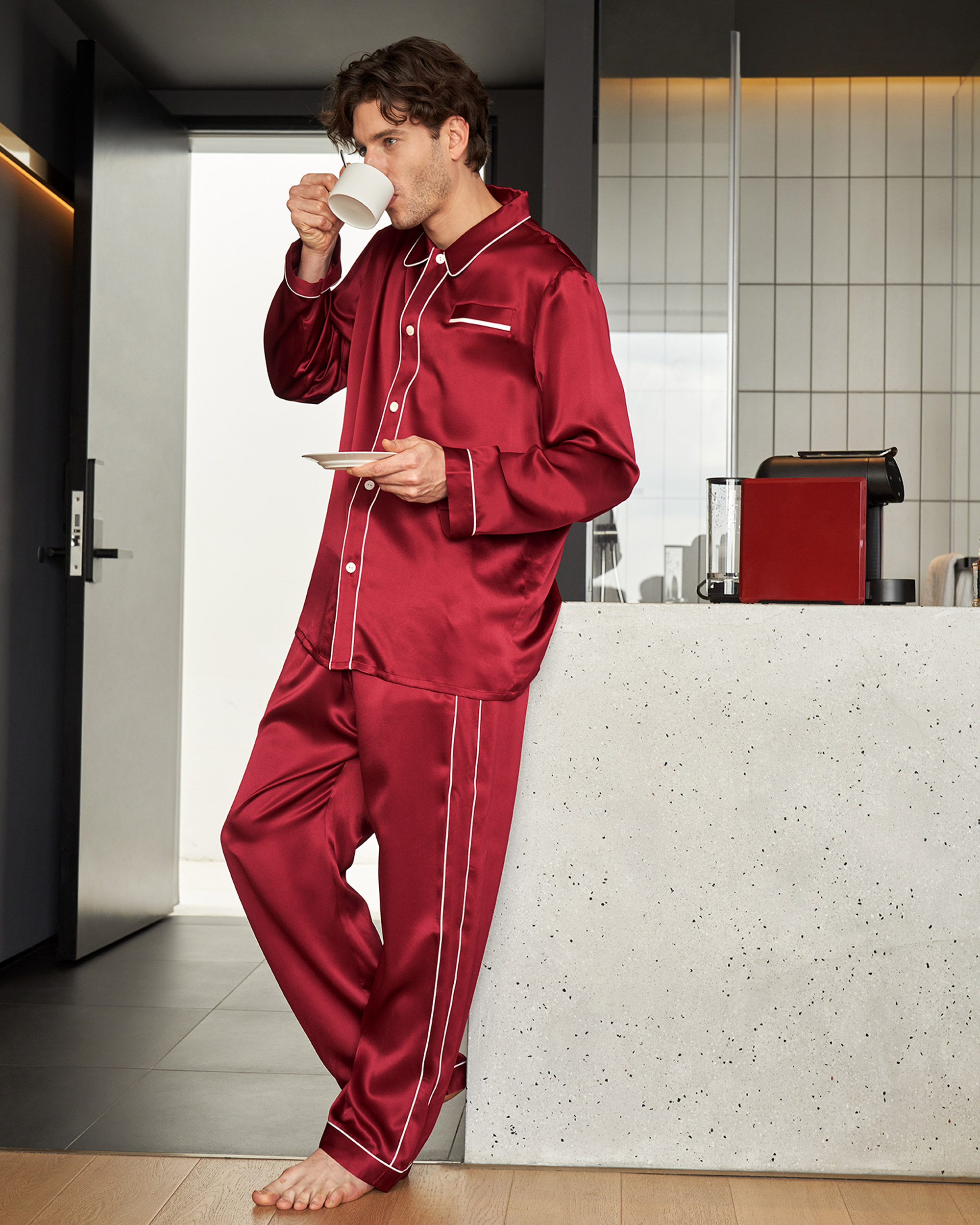 Silk pyjama store set men