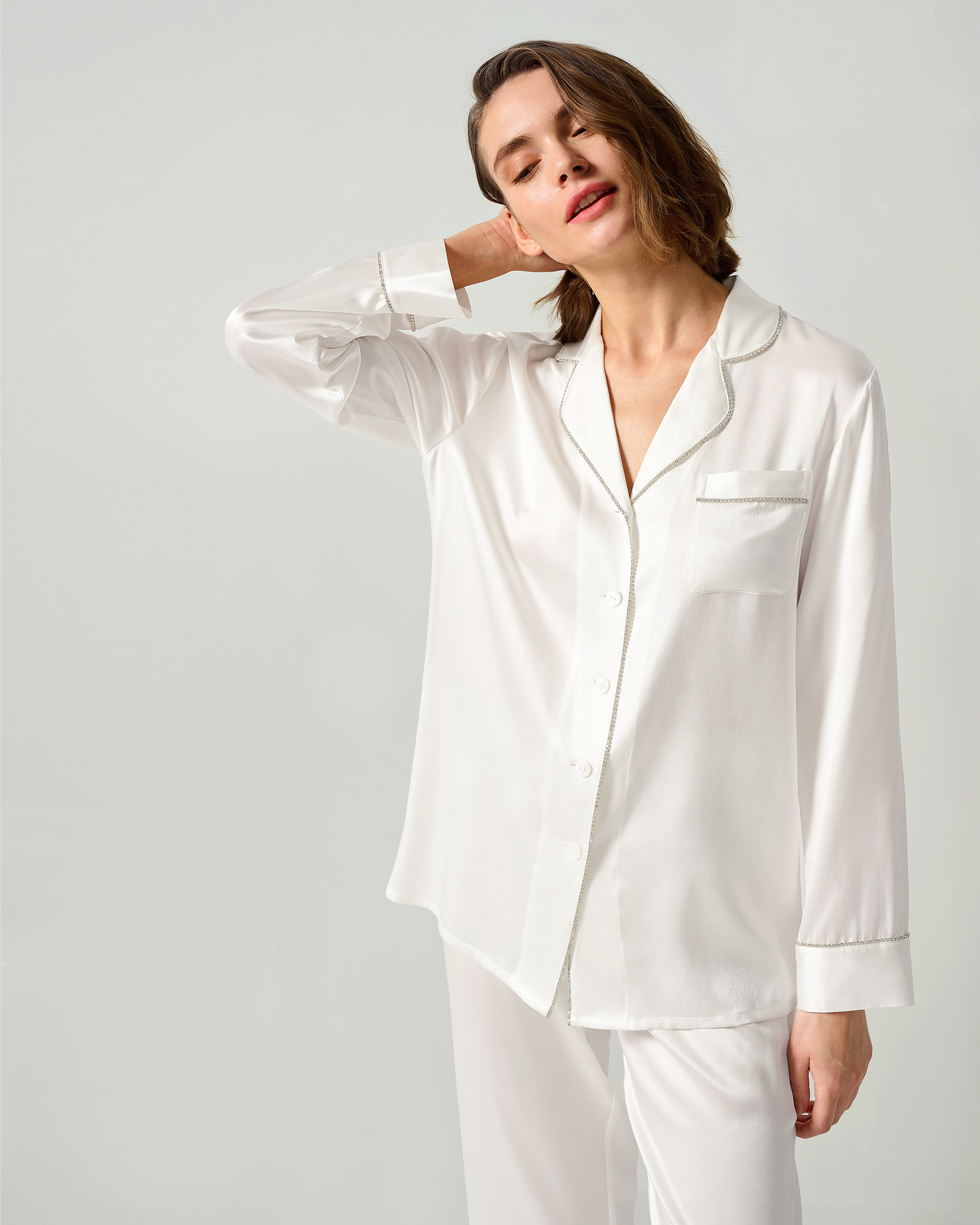 Satin pjs ladies hot sale