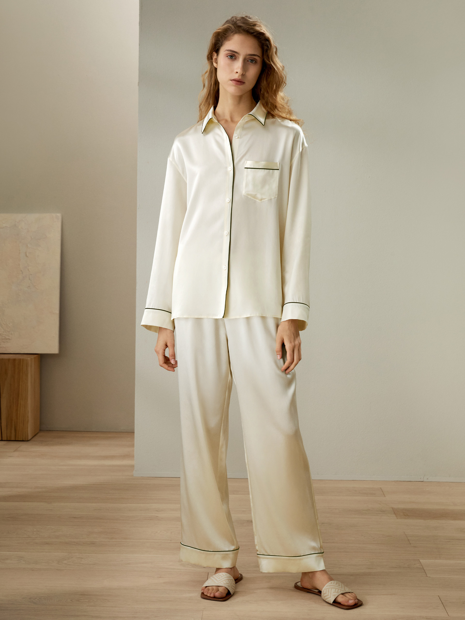 Button up silk discount pajamas