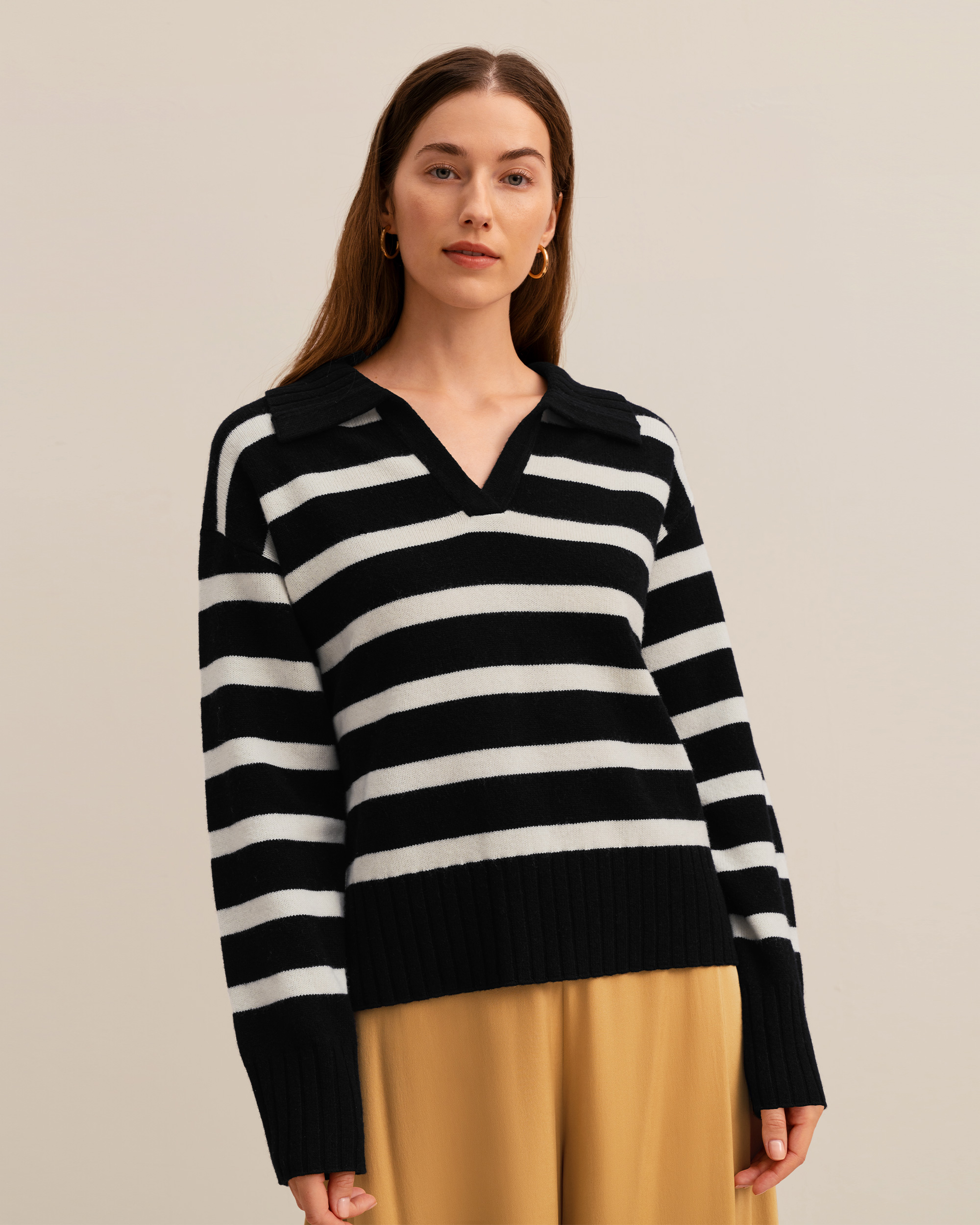 V discount stripe sweater