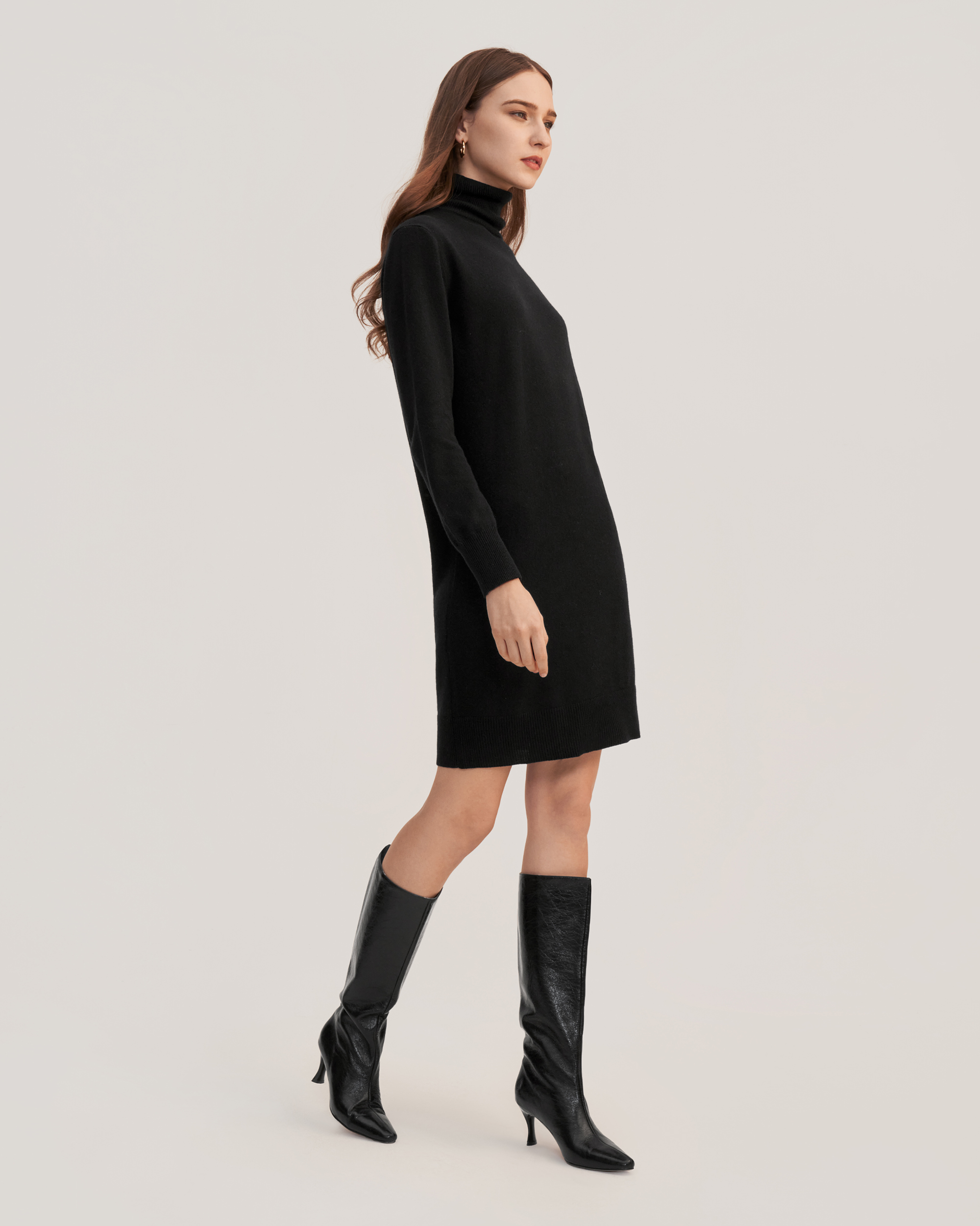 Black cashmere sweater clearance dress