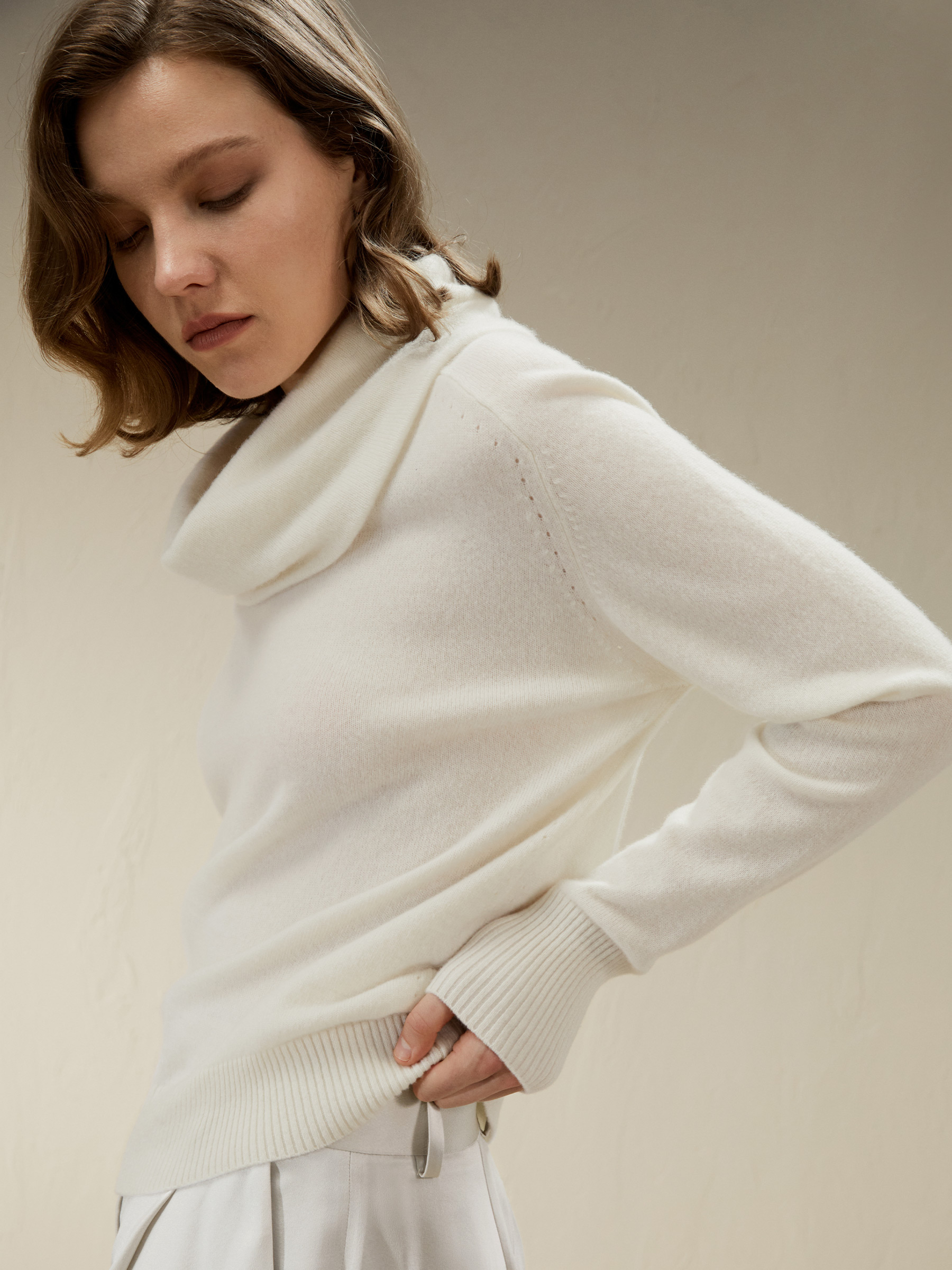 Cowl neck cashmere sweater sale sale