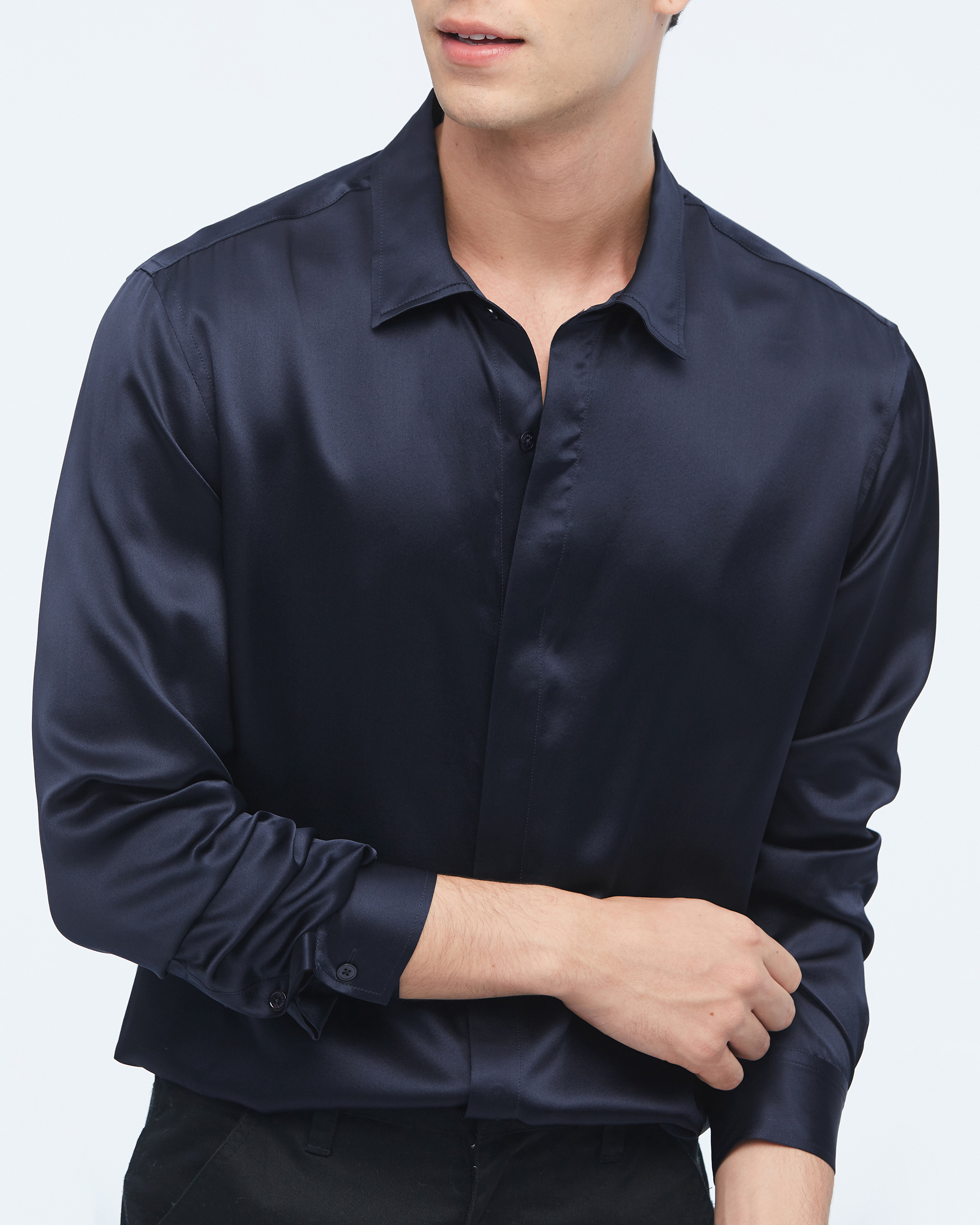 Long sleeve silk tee shirts sale