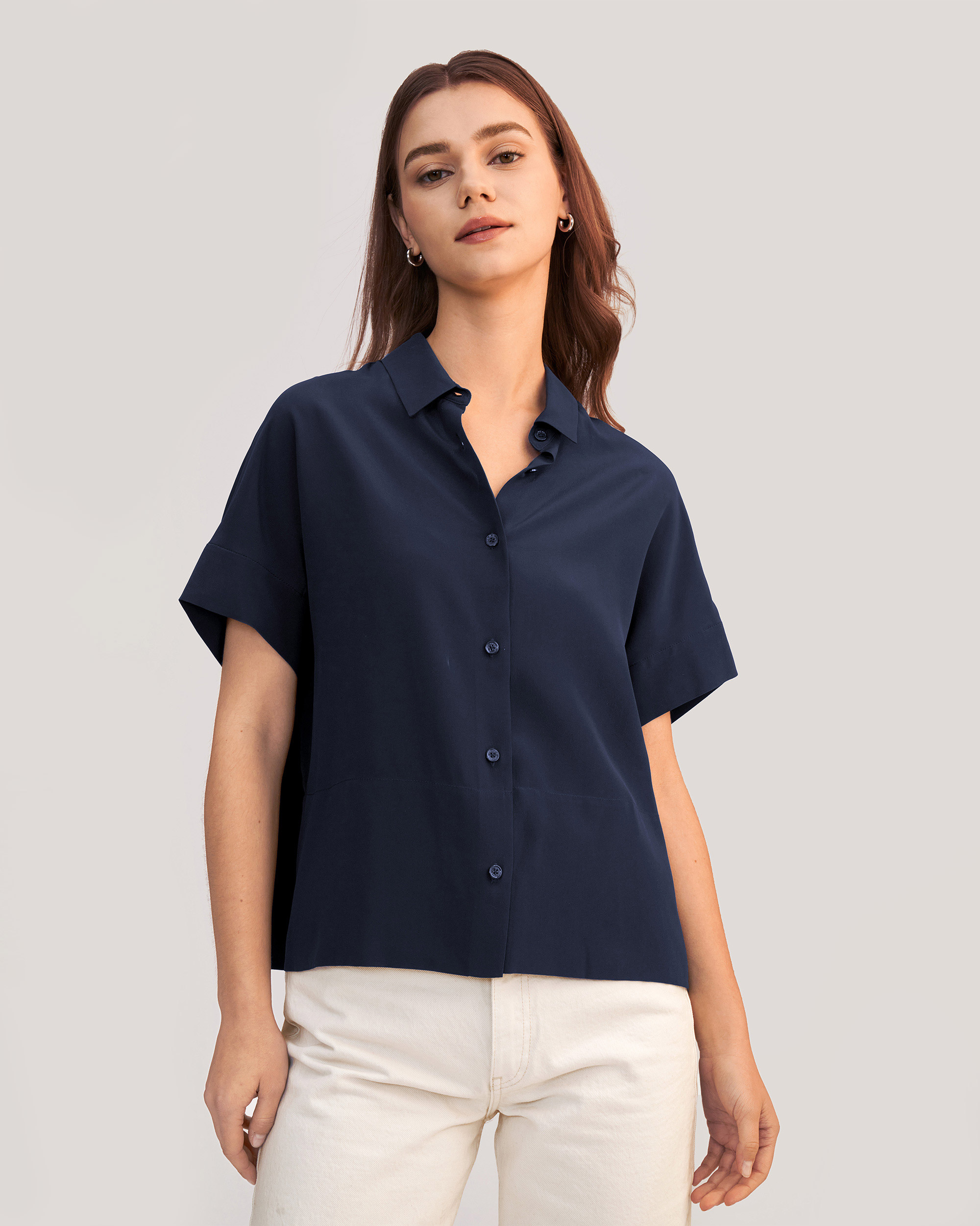 Women Casual Short Sleeves Loose Silk T-Shirt