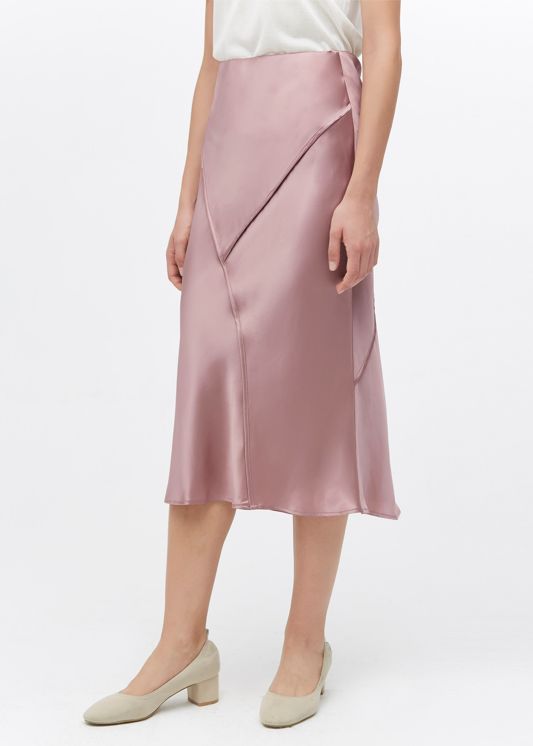 Pink midi skirt outlet silk