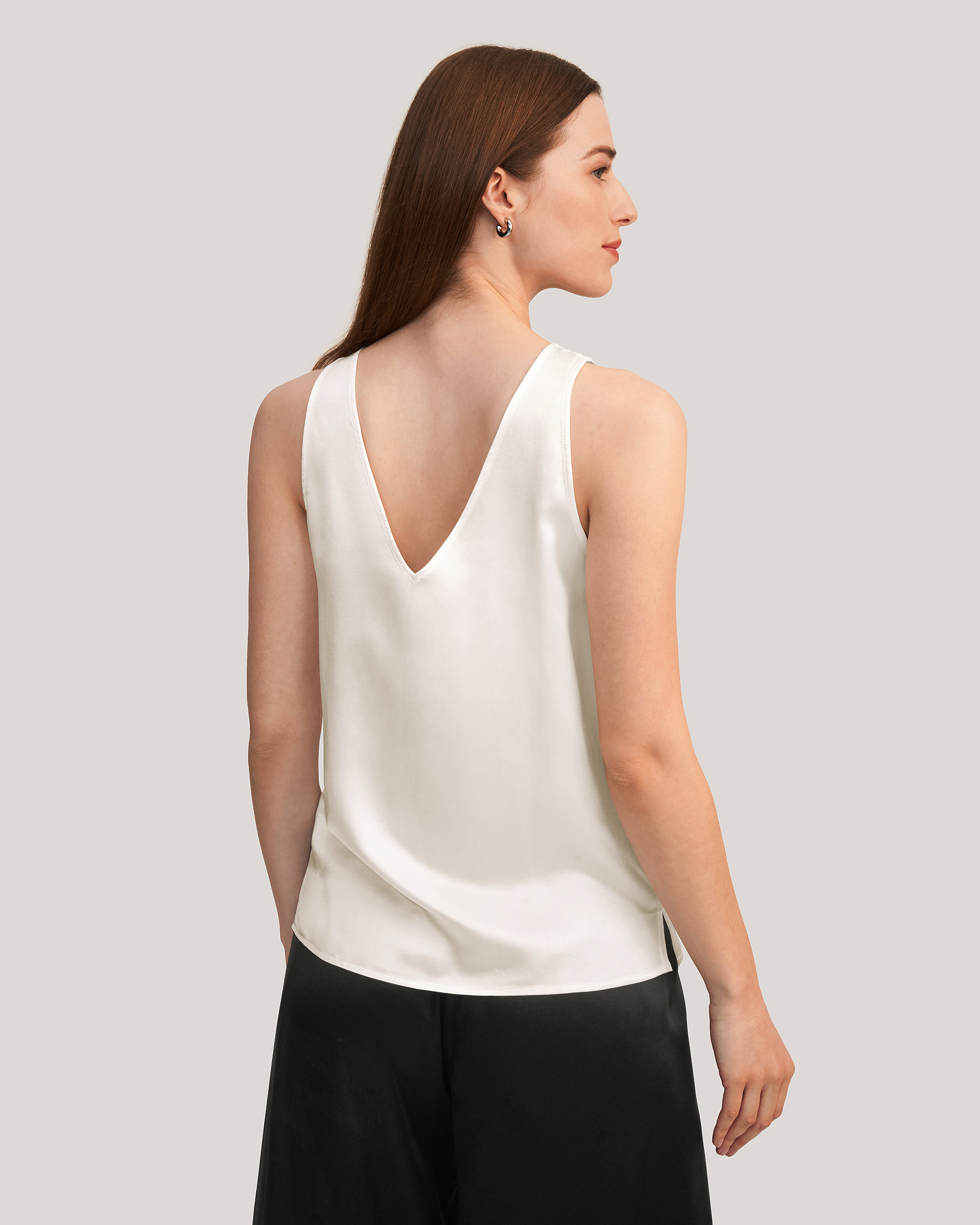 V-Neck Sleeveless Silk Tank Top